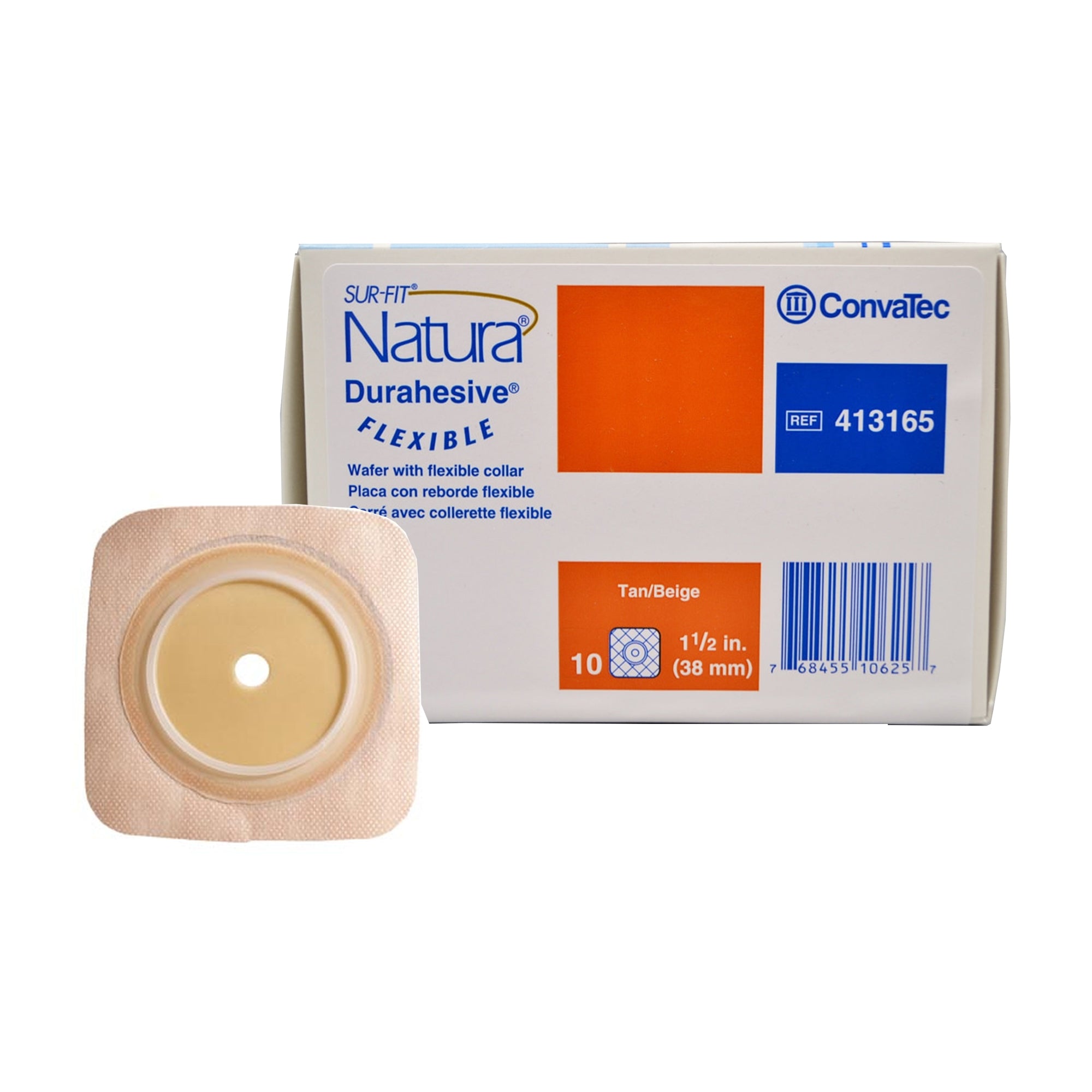 ConvaTec SUR FIT Natura Durahesive Skin Barrier - 4 x 4 Inch, Cut-to-Fit Ostomy Wafer with 1-1/2 Inch Flange & Tape Collar | Leak Protection for Active Lifestyle | Ideal for Swimming, Exercise & Daily Wear