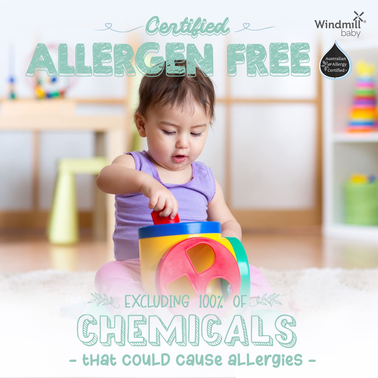 **Windmill Baby Natural Multi-Surface Cleaner Spray – USDA Certified, Fragrance & Fume-Free – Safe for Toys, High Chairs, Play Mats, Cribs, Windows & More (450ml) – Ideal for Nurseries, Daycares & Child-Friendly Spaces**