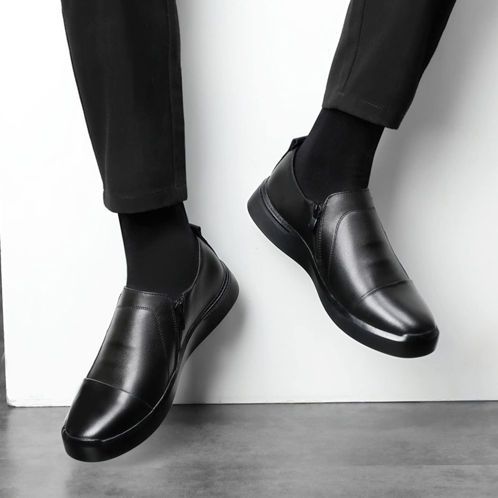 HOXEKLE Men's Casual Loafers Slip-On Dress Shoes with Zipper - Comfortable Office & Party Shoes for Men | Perfect for Business, Work, and Formal Events