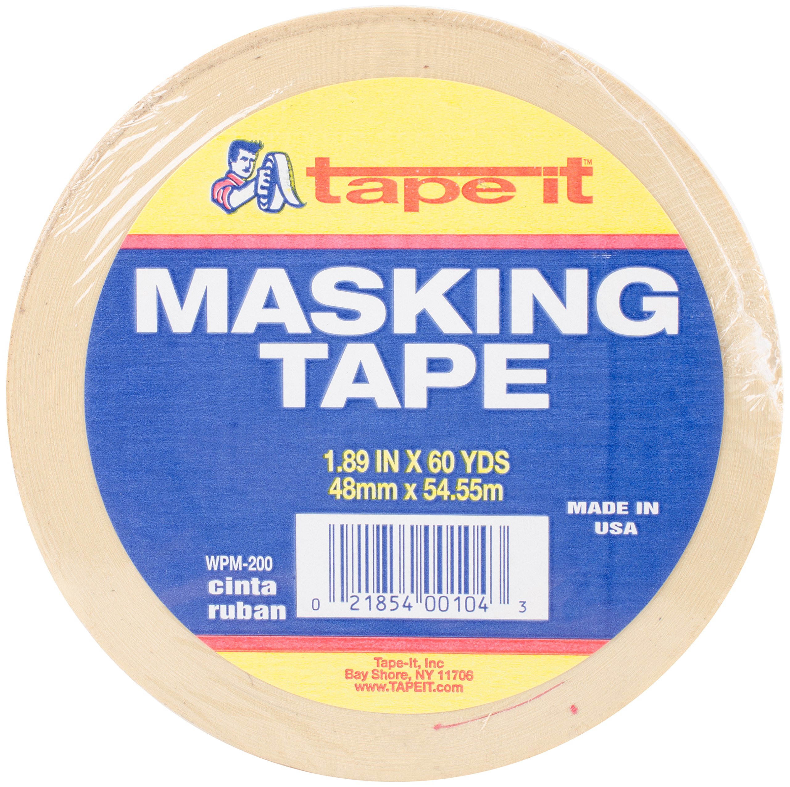 Premium 2 Inch x 60 Yards Masking Tape - Strong Adhesive, Easy Tear, Painters Tape for Home DIY, Crafting, and Wall Painting Projects
