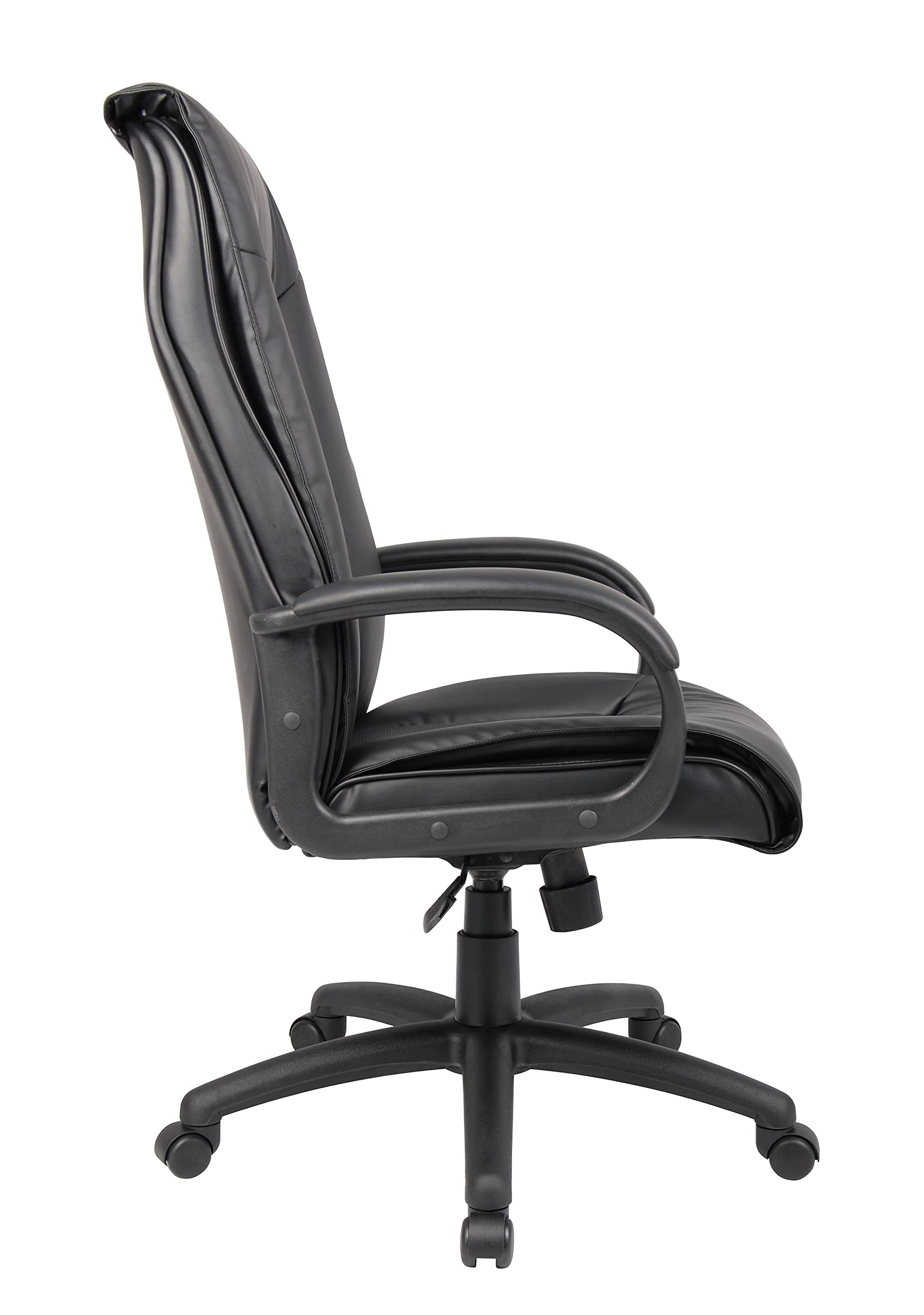 Premium Black Executive LeatherPlus Office Chair with Padded Arms - Ergonomic High Back Desk Chair for Home & Business Workspaces, Conference Rooms, and Professional Offices