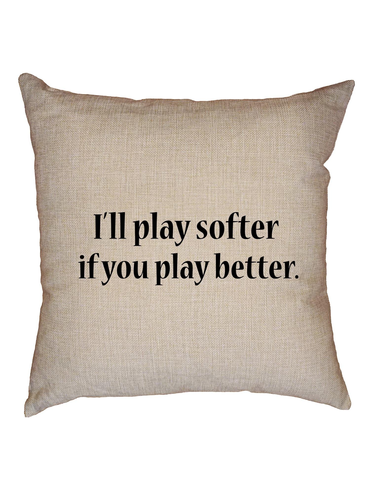 Play Softer If You Play Better Drummer Throw Pillow Cover with Insert - Hollywood Thread Decorative Linen Cushion Case for Music Lovers, Drummers, Band Room Decor