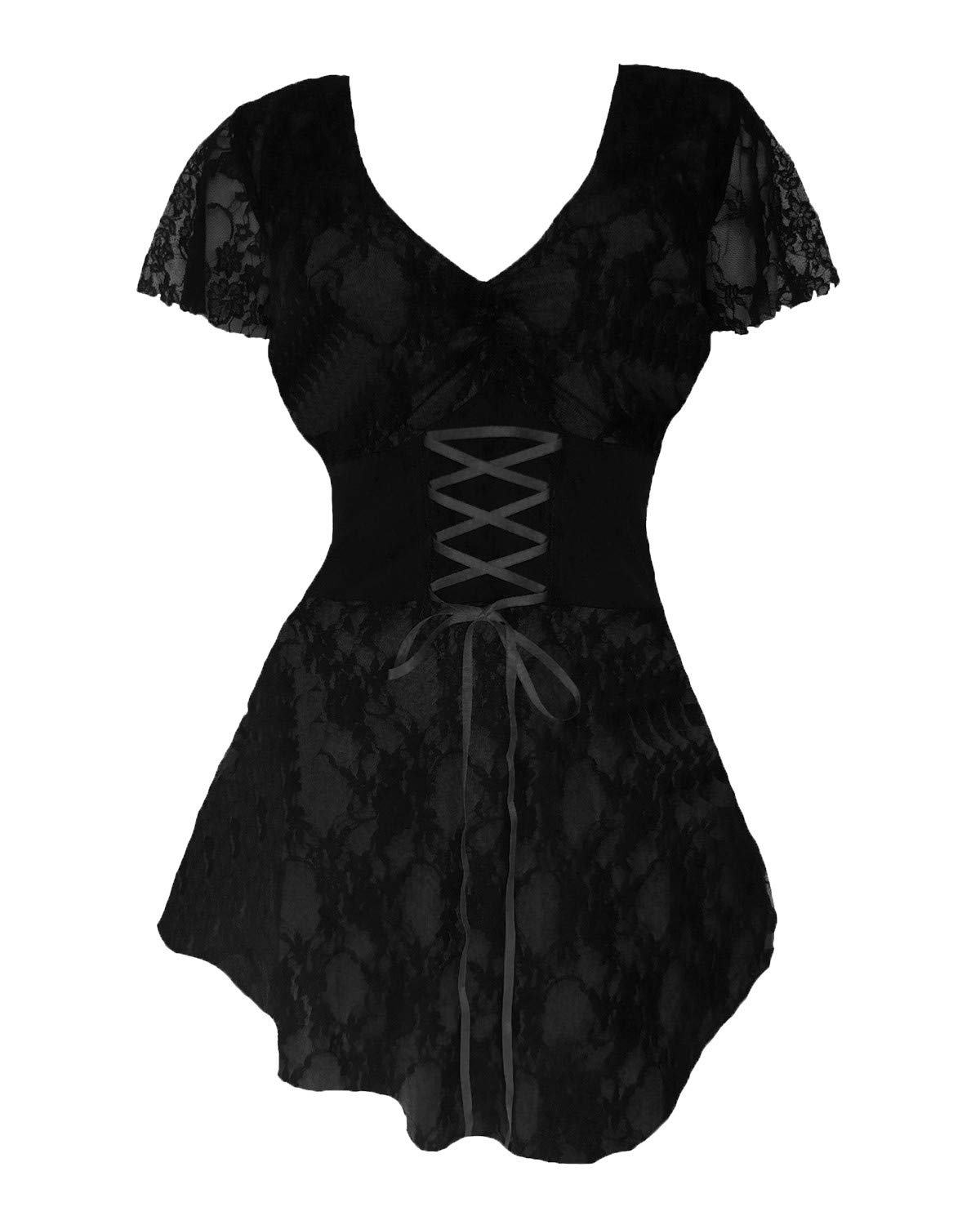 Victorian Gothic Lace Corset Top for Women - Romantic Sweetheart Neckline Chemise | Perfect for Halloween, Cosplay, Festivals & Everyday Wear