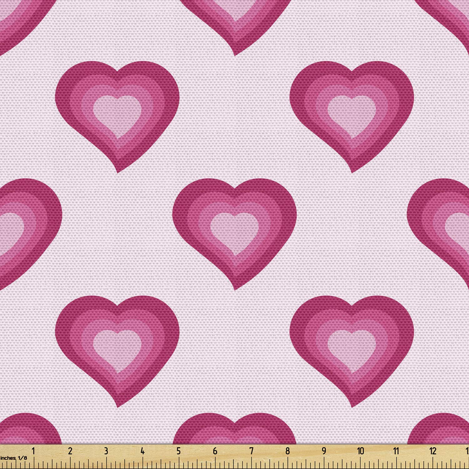 Ambesonne Ombre Heart Cartoon Fabric - 10 Yards Pale Pink Magenta Decorative Material for Upholstery, DIY Home Decor, Curtains & Craft Projects | Romantic Love Themed Textile for Bedding, Pillows & Wall Hangings