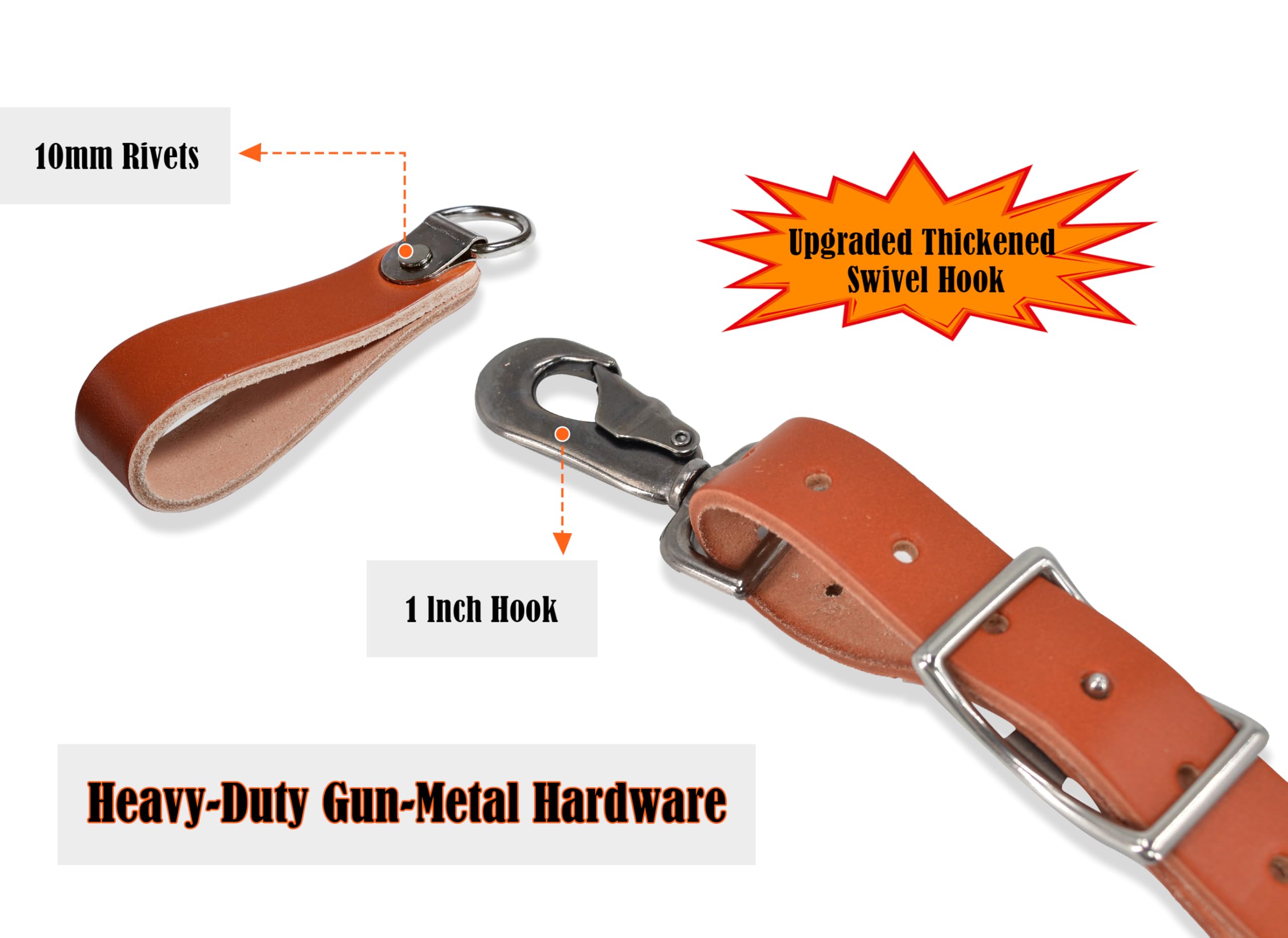 WELKINLAND Leather Tool Belt Suspenders for Carpenters - Heavy Duty Construction Suspenders for Framing & Woodworking - Adjustable Men's Tool Belt Accessories (Ideal for Job Sites & DIY Projects)