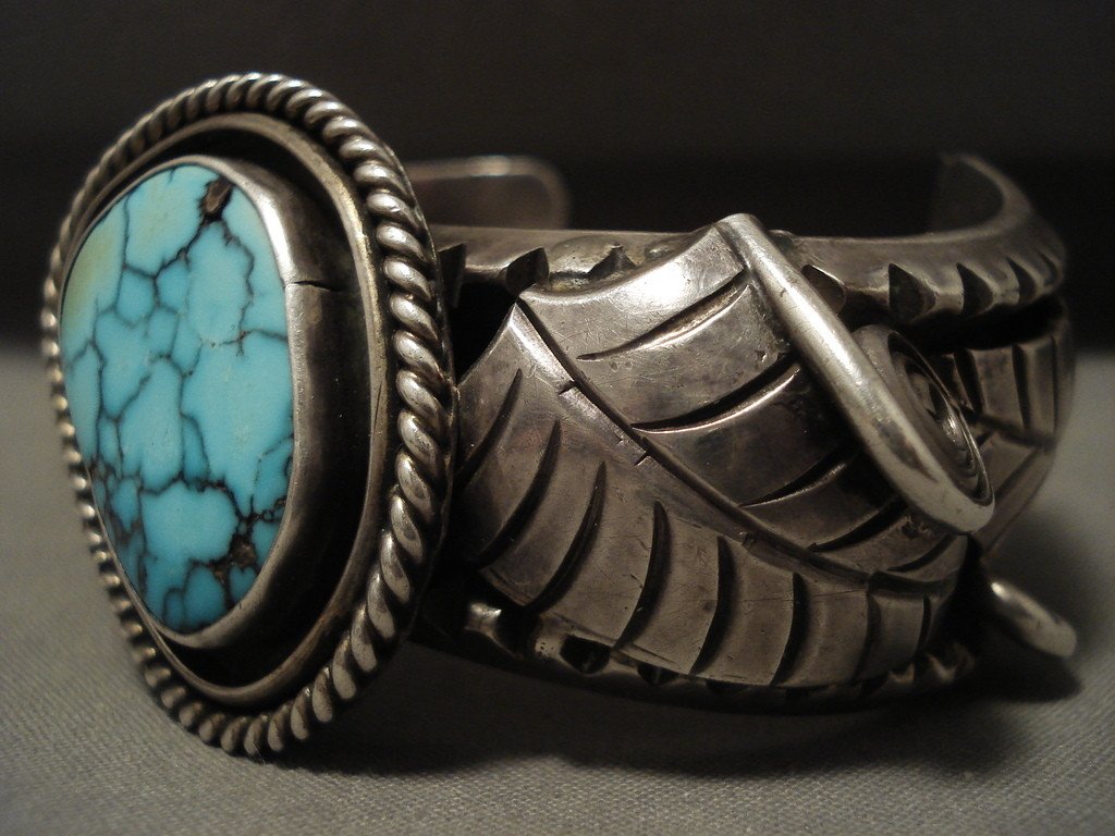 118 Gram Heavy Vintage Lone Mountain Turquoise Silver Bracelet - Authentic Native American Jewelry for Women & Men - Perfect for Boho Fashion, Gift Giving & Special Occasions