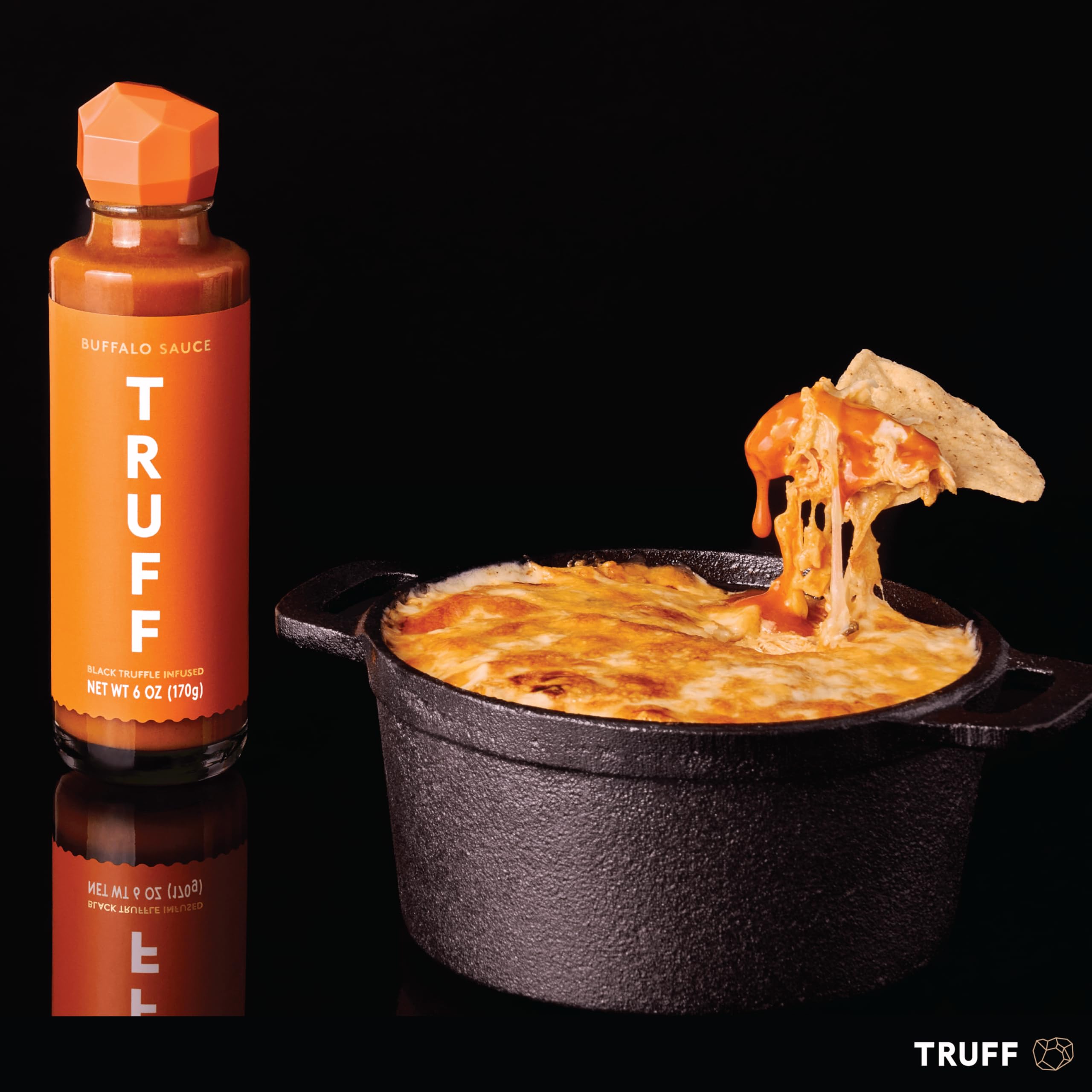 TRUFF Buffalo Hot Sauce - Premium Gourmet Sauce with Red Cayenne Peppers, Black Truffle Oil & Agave Nectar | Unique Flavor Experience | 6 oz Bottle | Perfect for Wings, Pizza, Burgers & Gourmet Cooking