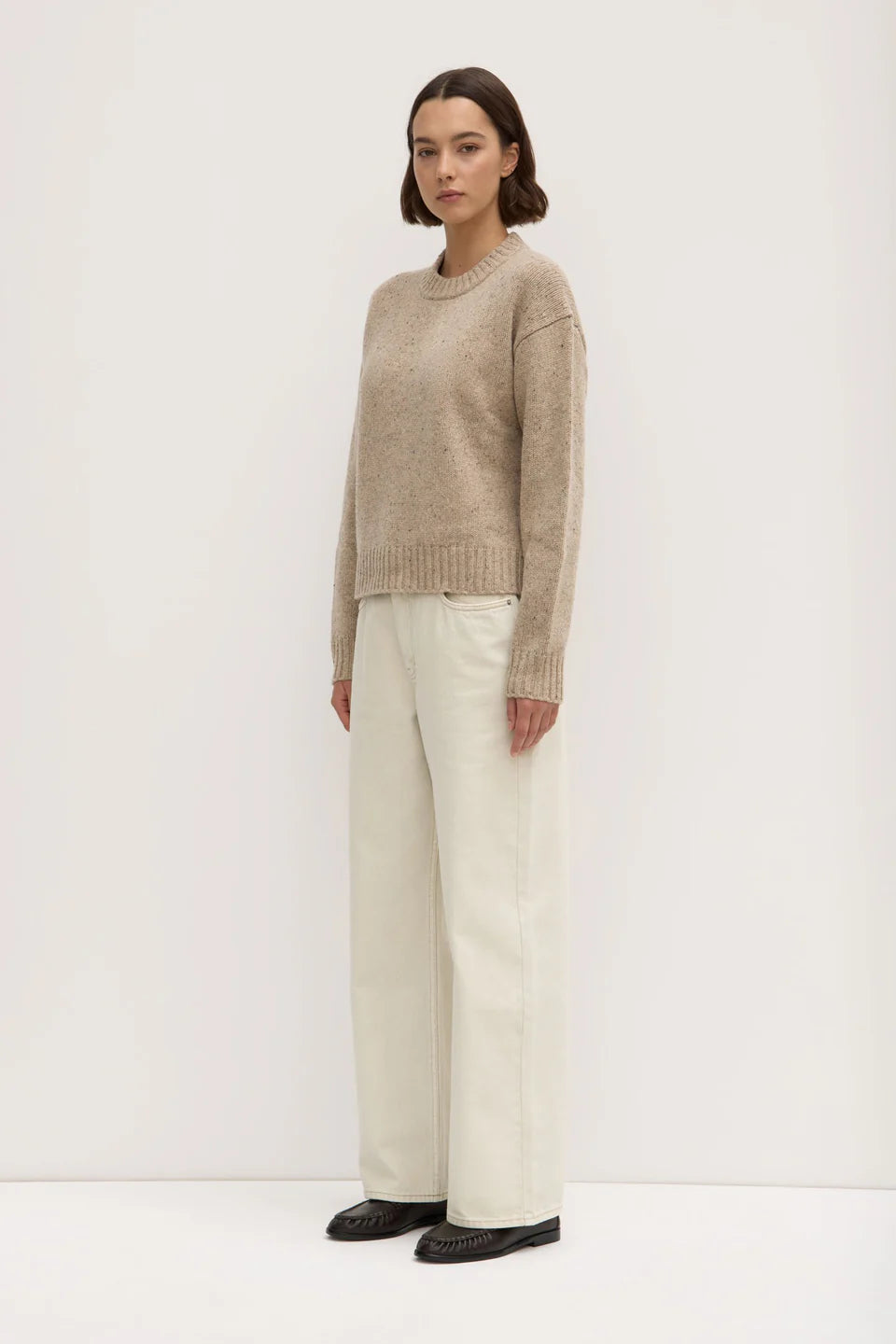 Beau Stone Marle Merino Knit Sweater - Soft Wool Pullover for Women - Cozy Winter & Fall Fashion - Perfect for Office, Travel & Casual Outings