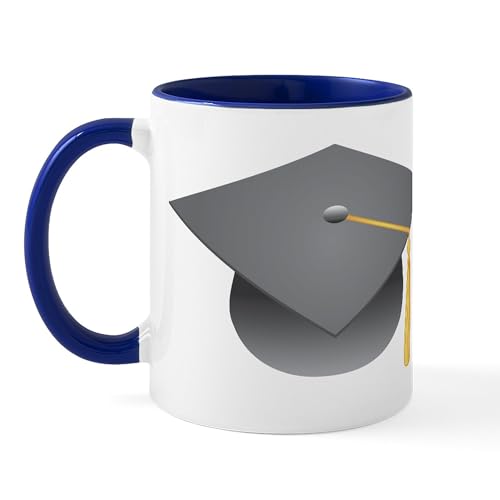 White/Navy Inside - Gray Graduation Cap Mug