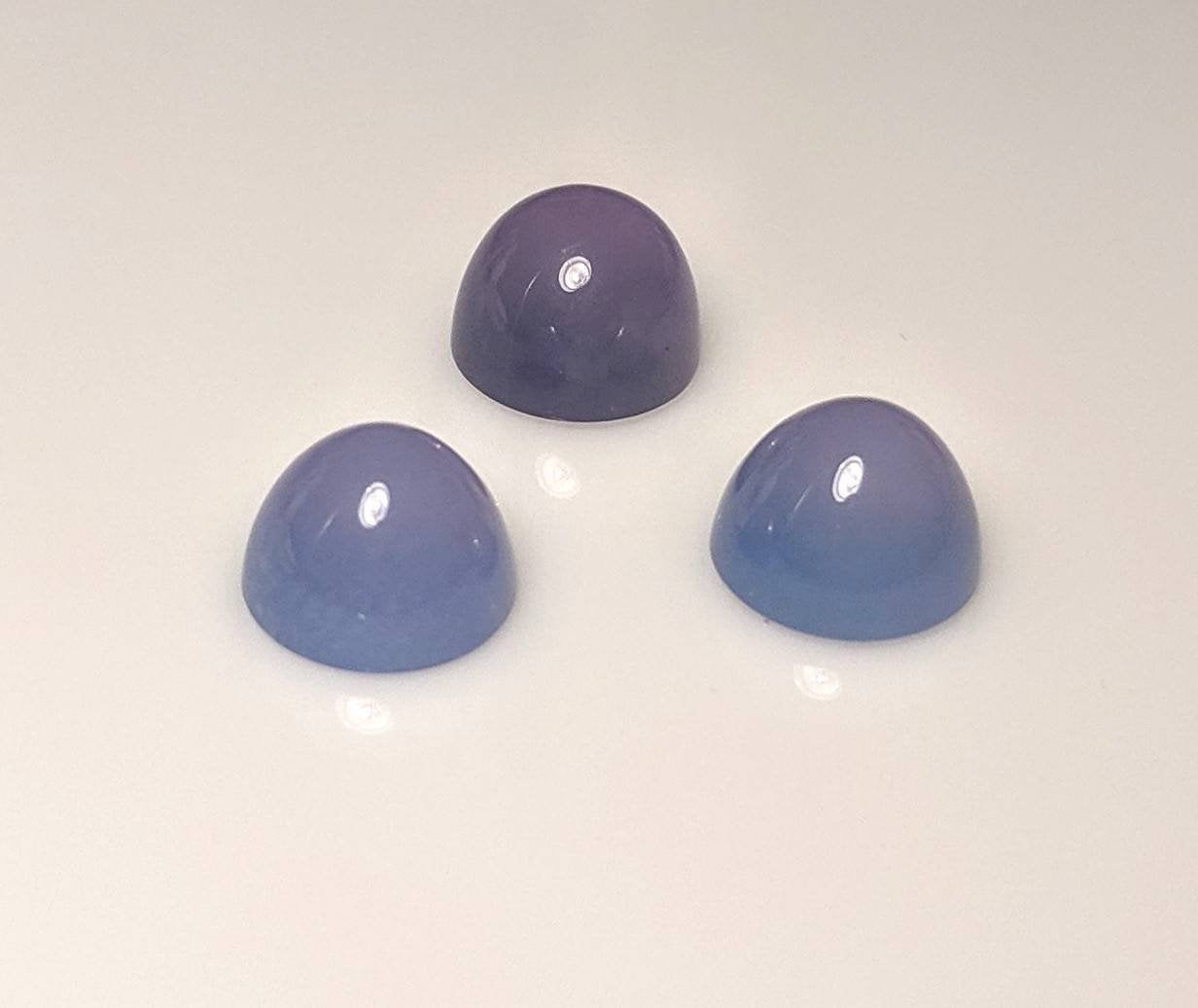 Natural American Blue Chalcedony Round Cabochon 10mm - Lot of 3 High Quality USA Mined Gemstones for Jewelry Making, Wire Wrapping & Crystal Healing