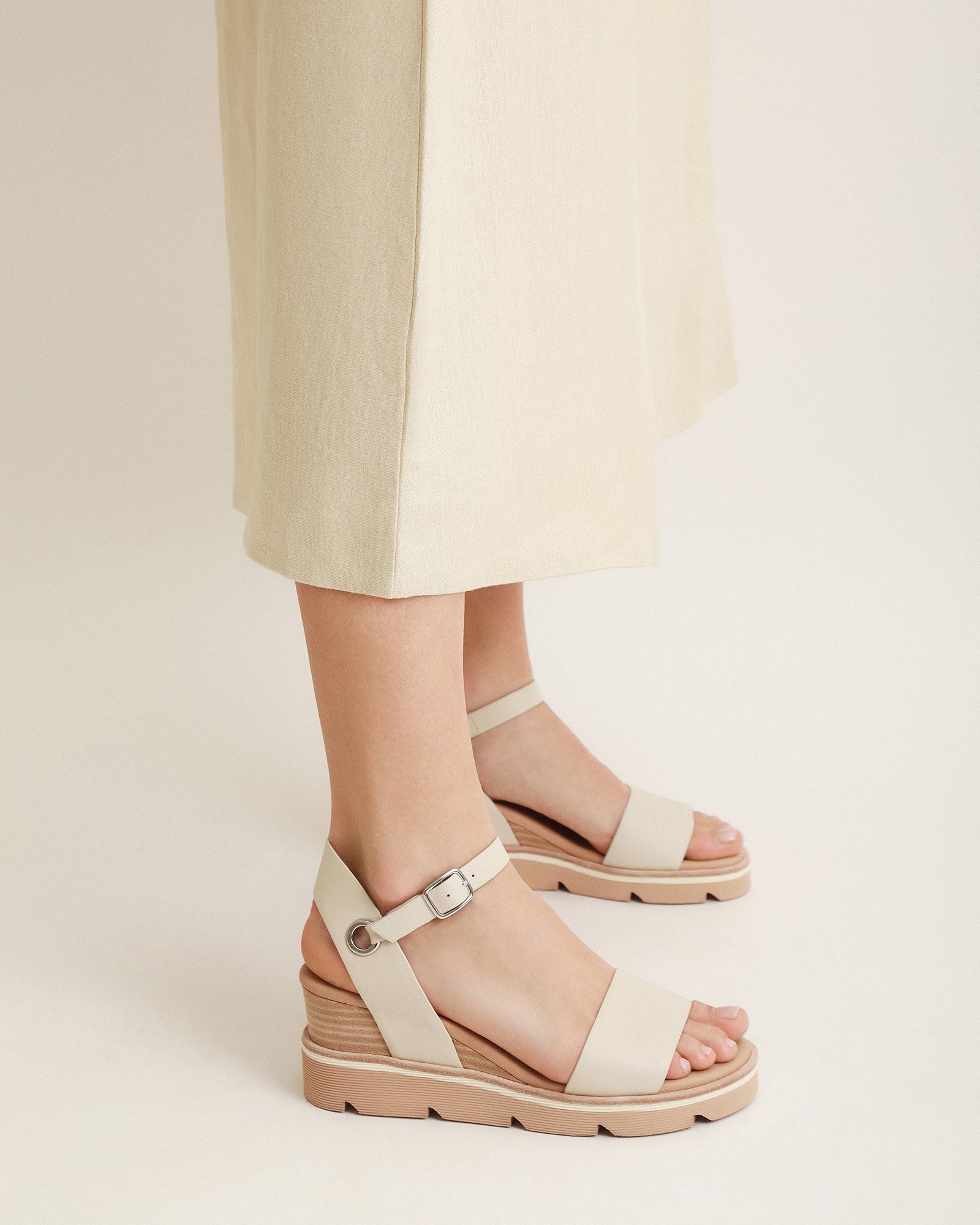 KATIE Women's Mid Heel Wedge Sandals - Genuine Bone Leather Comfortable Summer Shoes for Beach, Party & Casual Outings