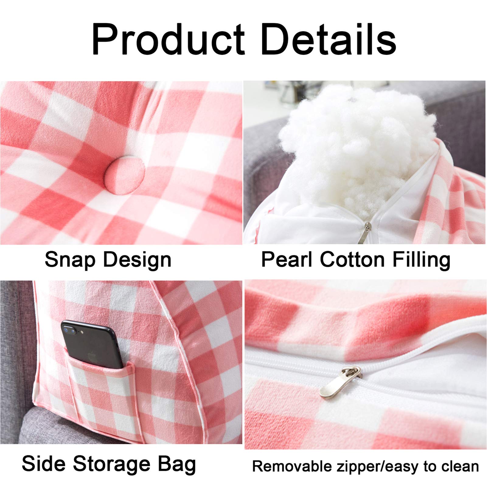 Multifunctional Reading Pillow - Soft Triangular Back Cushion with Removable Pearl Cotton Cover for Bed & Sofa Support | Perfect for Reading, Watching TV, and Relaxing at Home