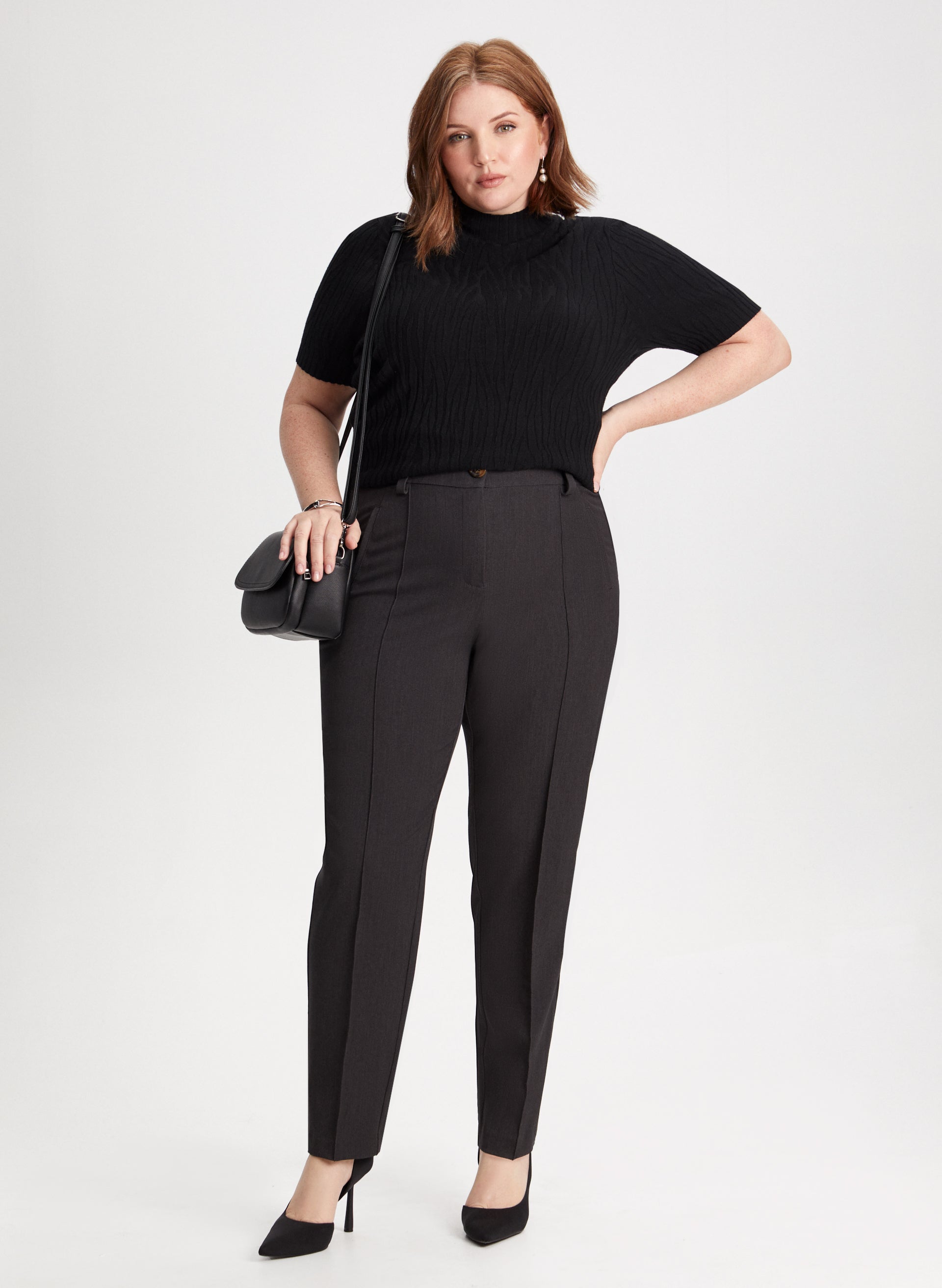 City Fit Straight Leg Pants for Women - High Waist Comfortable Office Work Trousers | Perfect for Business Casual, Travel & Everyday Wear