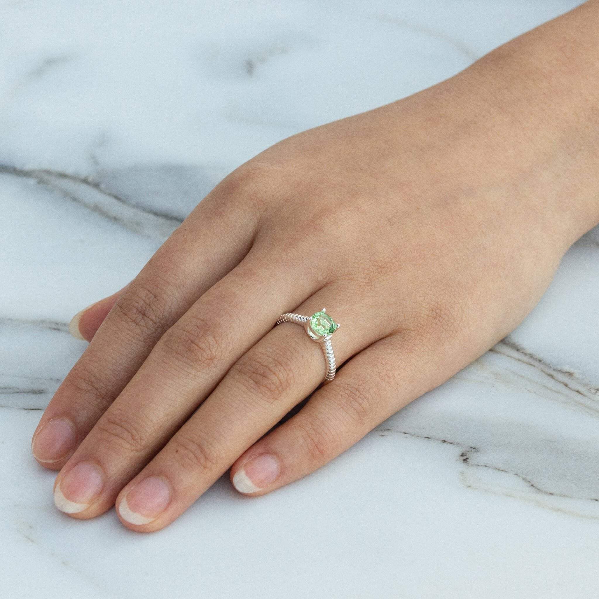 Peridot Birthstone Ring with Zirconia - Adjustable for August Birthdays & Gifts