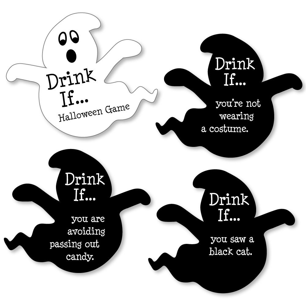 Big Dot of Happiness Drink If Game - Spooky Ghost Halloween Party Game (24 Count) - Fun Icebreaker for Halloween Parties & Gatherings