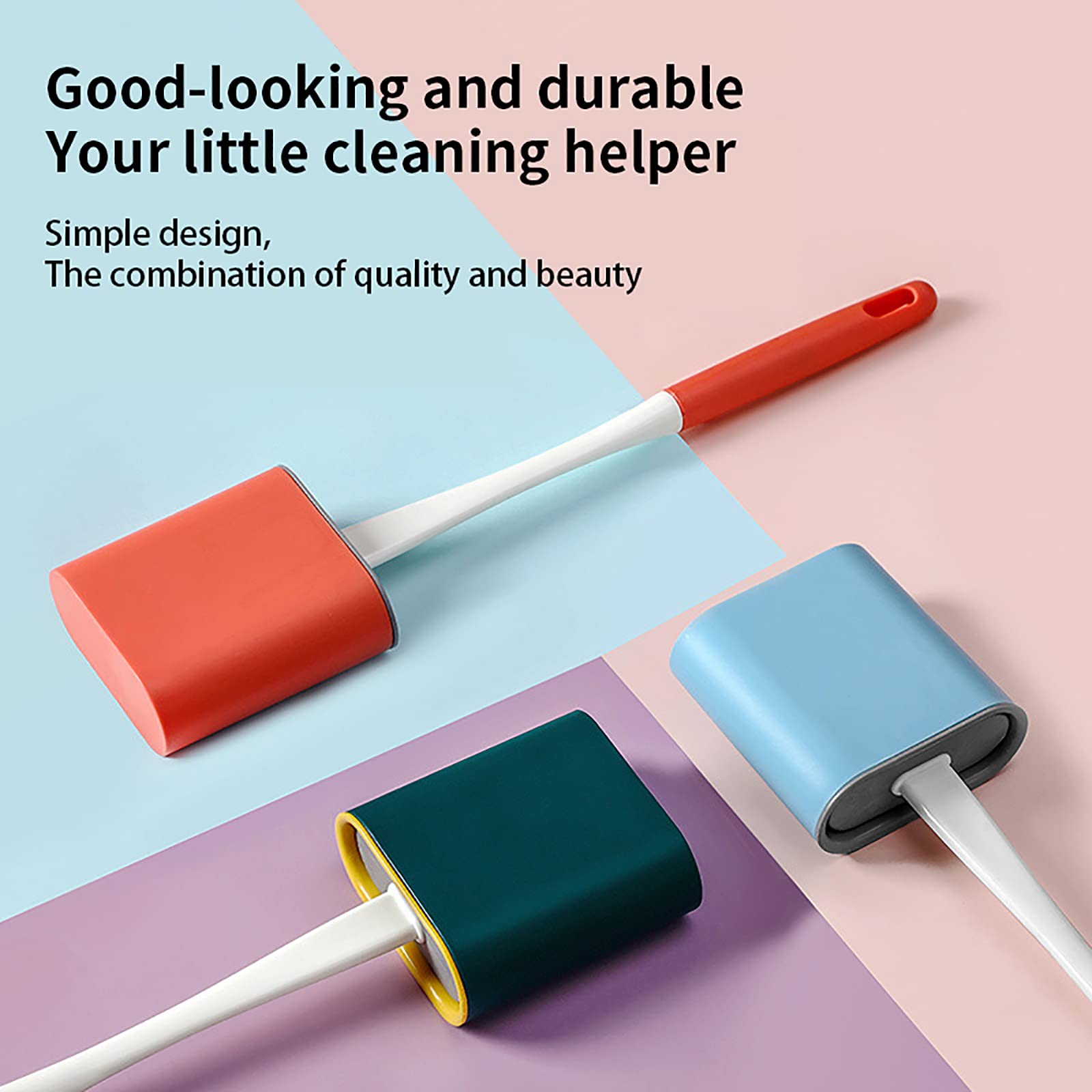 Long-Handled Silicone Toilet Brush & Holder Set - Wall-Mounted Bathroom Cleaning Brush with Ventilated Base, No Dead Ends, Compact Design (White) - Perfect for Small Bathrooms, Apartments & Hygienic Cleaning