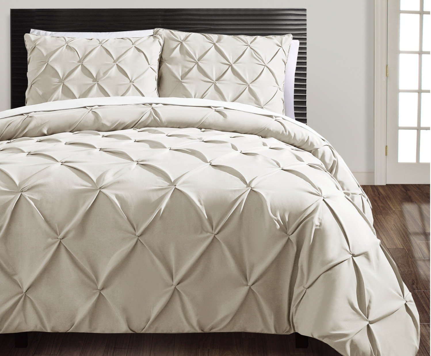 VCNY Home Carmen Collection Duvet Cover Set - Soft Modern Lightweight King Size Bedspread Coverlet in Taupe | Machine Washable | Perfect for Bedroom Decor & Guest Room Styling