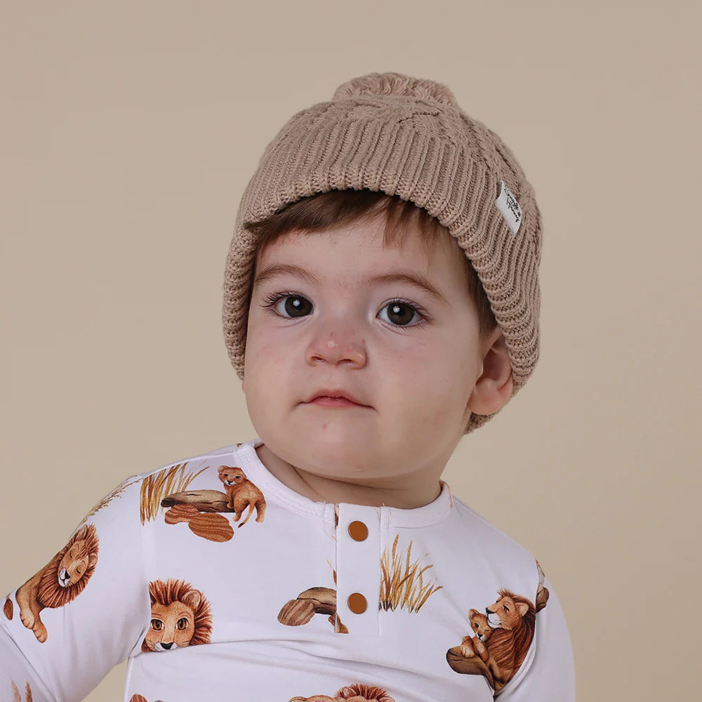 Snuggle Hunny Organic Knit Beanie - Soft Winter Hat for Women & Men in Hazelnut Brown | Cozy Cold Weather Accessory for Outdoor Activities