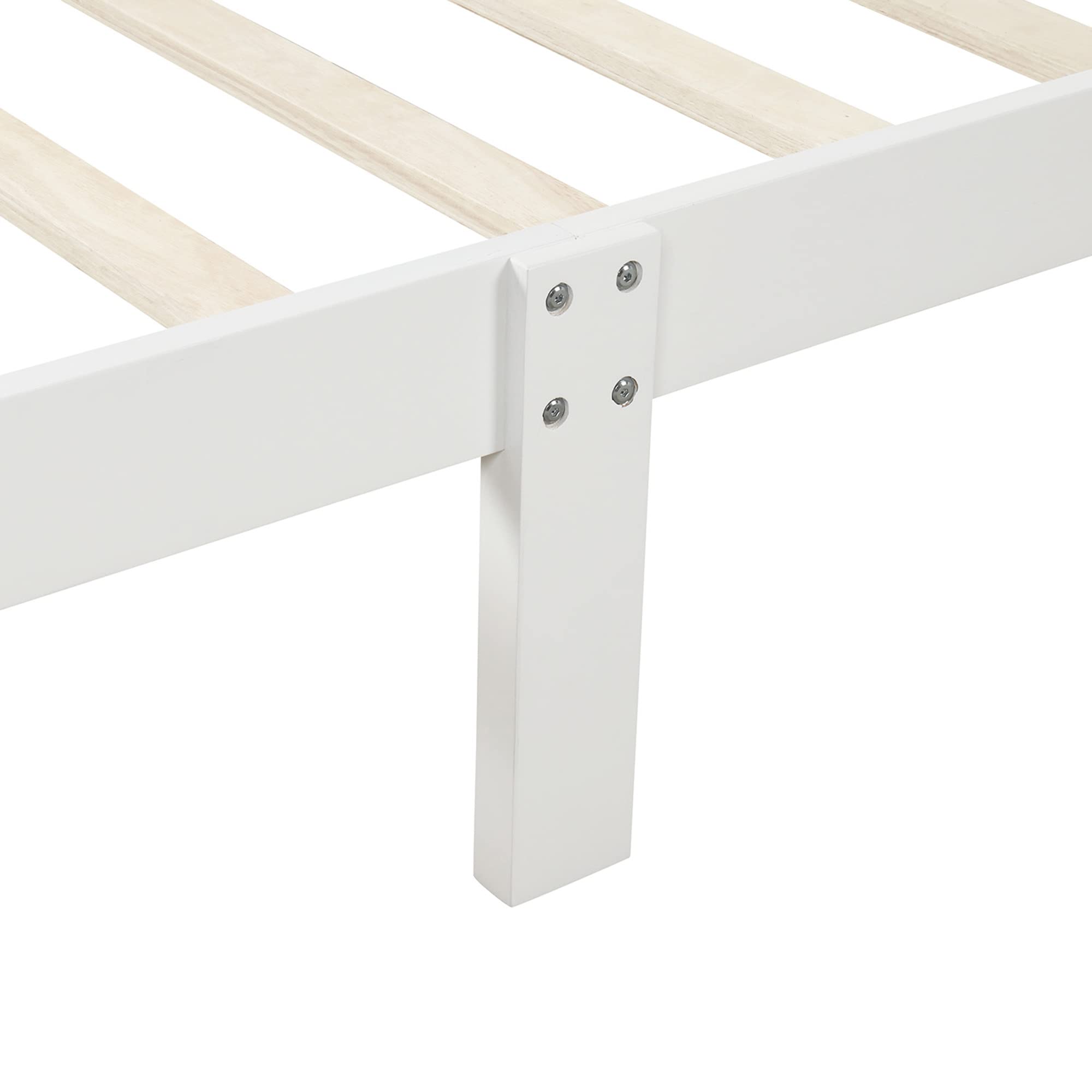 Merax White Wood Platform Twin Bed Frame with Headboard & Footboard - Sturdy Wood Slat Support, Mattress Foundation - Perfect for Kids' Rooms, Guest Bedrooms & Small Spaces