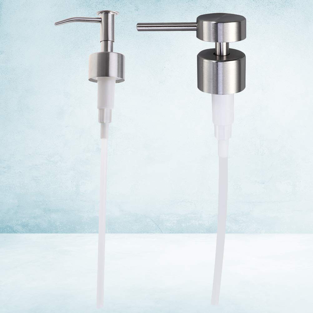 Totority 2-Pack Steel Lotion Dispenser Pump Bottle Caps - Replacement Nozzle Heads for Marble & Glass Bottles, Water Dispenser Accessories - Perfect for Bathroom, Kitchen, and Salon Use