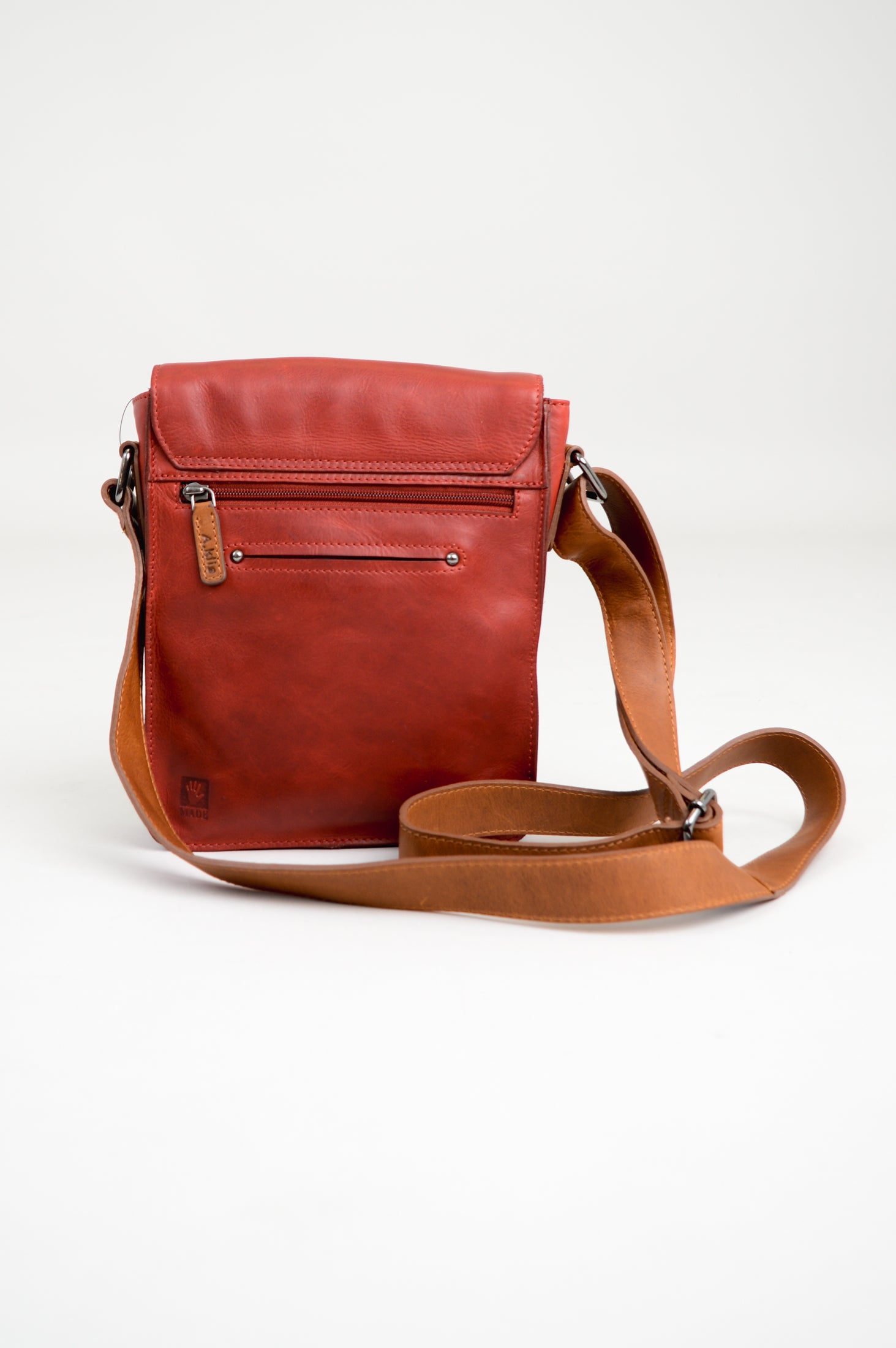 Premium Buffalo Leather Adrian Klis 1728 Bag in Red/Tan - Stylish & Durable Crossbody Bag for Women, Perfect for Work, Travel & Everyday Use