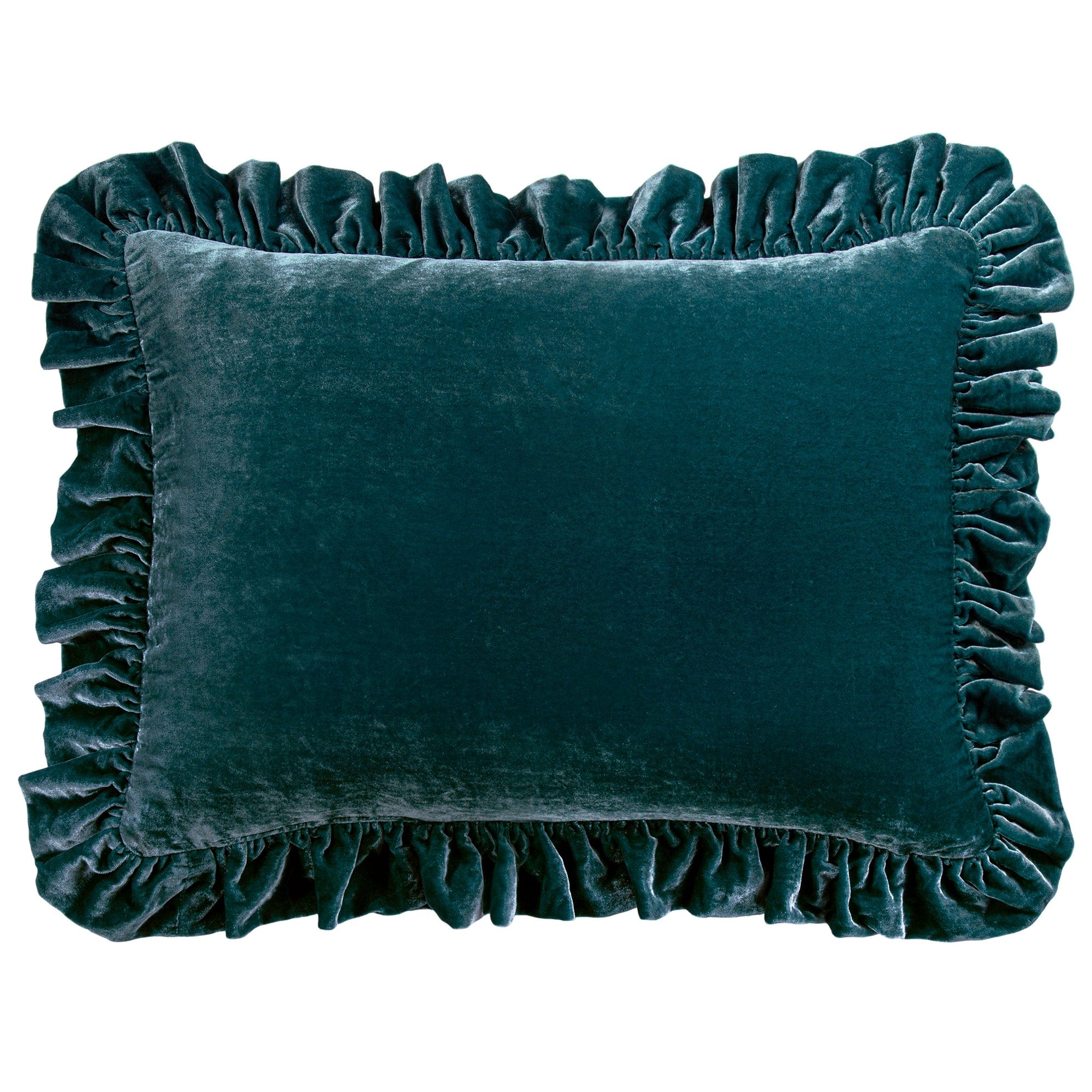 Luxury Stella Faux Silk Velvet Ruffled Dutch Euro Pillow - Elegant Decorative Throw Pillow for Sofa, Bed, Living Room & Home Decor