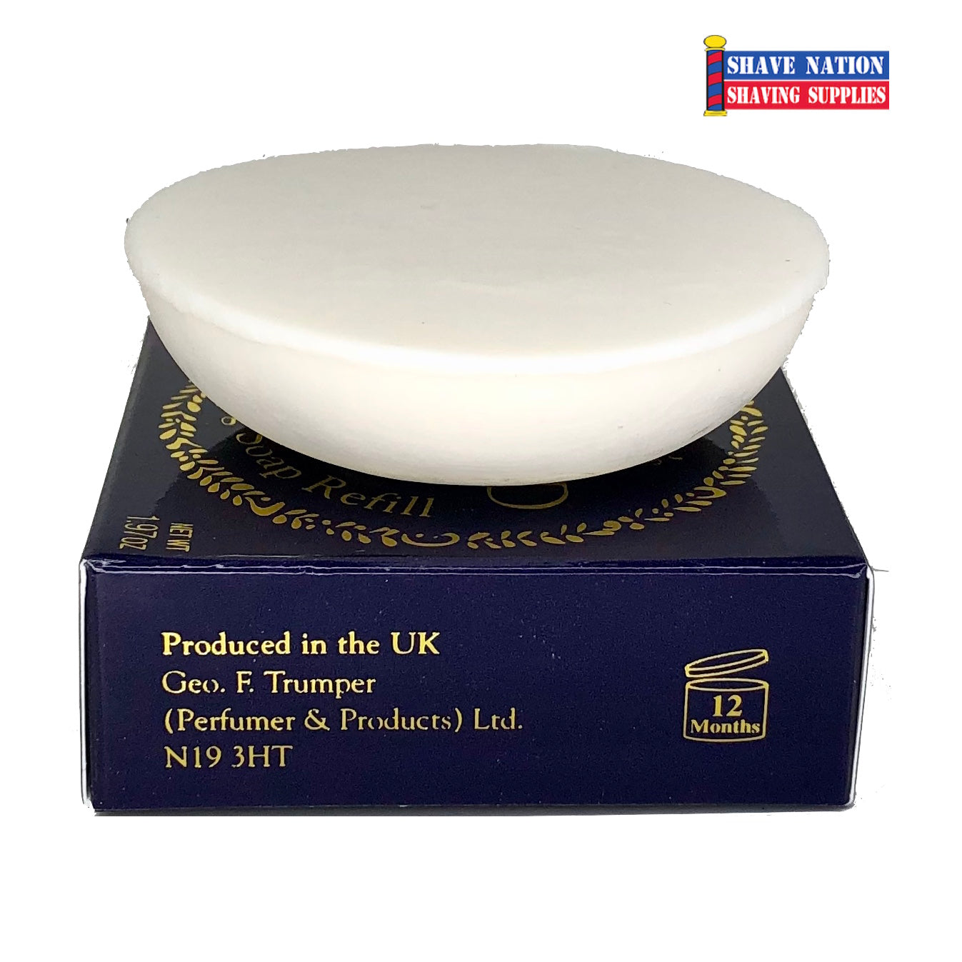 Geo F Trumper Traditional Shaving Soap Refill - Oxford Blue Scent - Luxury Vegan Shaving Cream for Men - Perfect for Wet Shaving & Grooming Routine - Ideal Gift for Father's Day & Birthdays