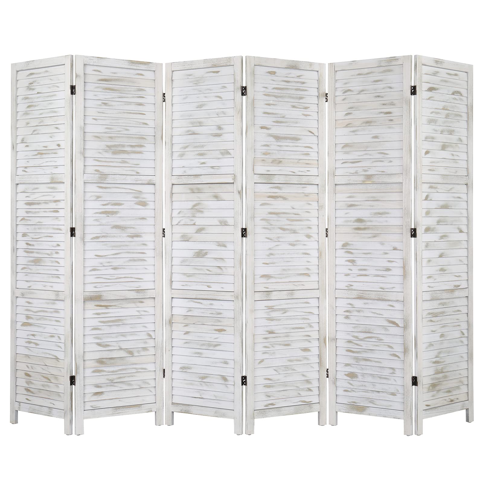 Bonnlo 5.9 Ft Tall Wood Room Divider Privacy Screen - 6 Panel Folding Partition Wall Divider for Home & Office - Freestanding Hinged Space Separator Screen (Grey) - Perfect for Living Room, Bedroom, Studio or Workspace Privacy