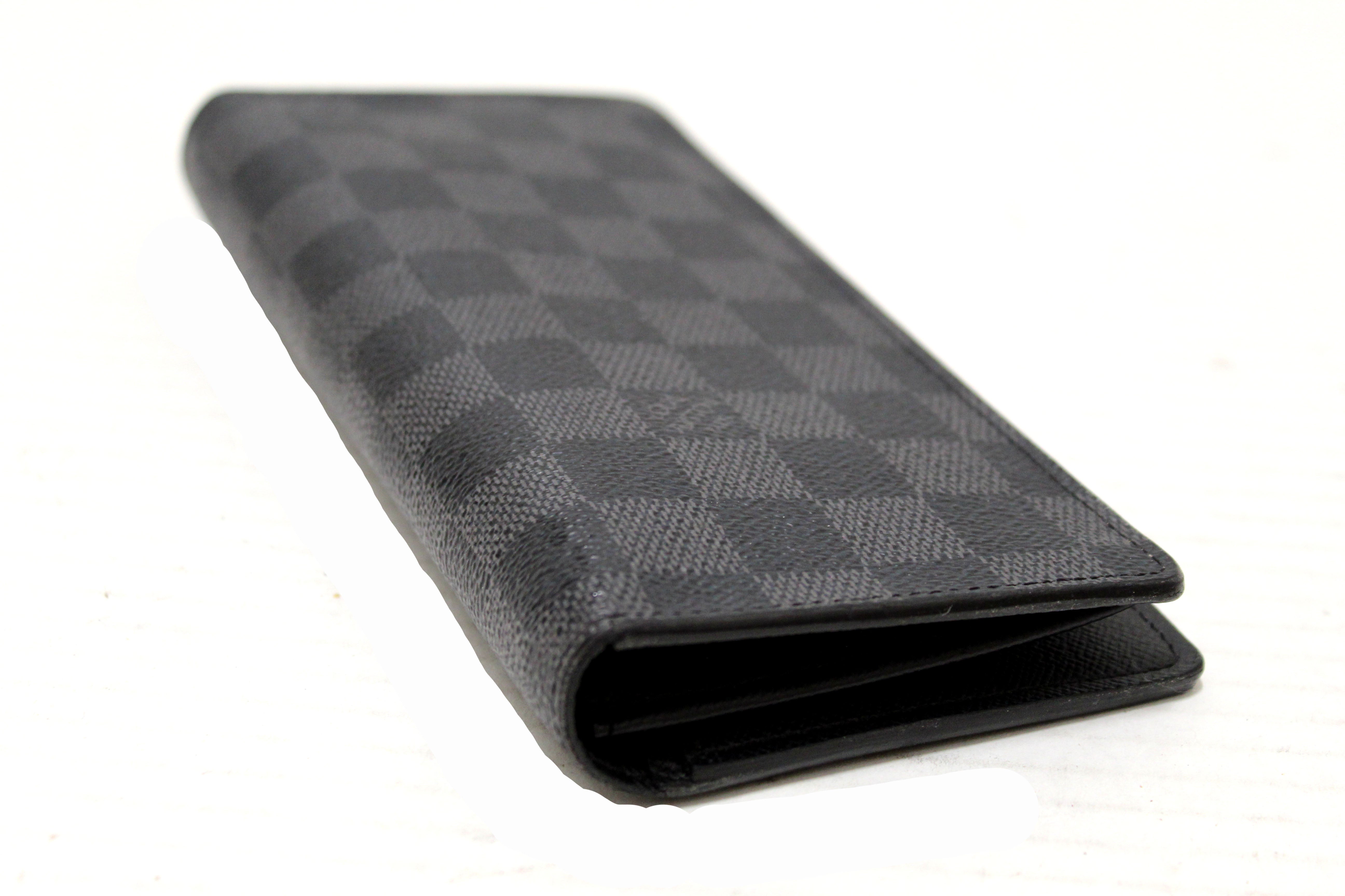 Authentic Louis Vuitton Damier Graphite Canvas Brazza Wallet for Men - Slim RFID Blocking Bifold Credit Card Holder - Perfect for Business, Travel & Everyday Use