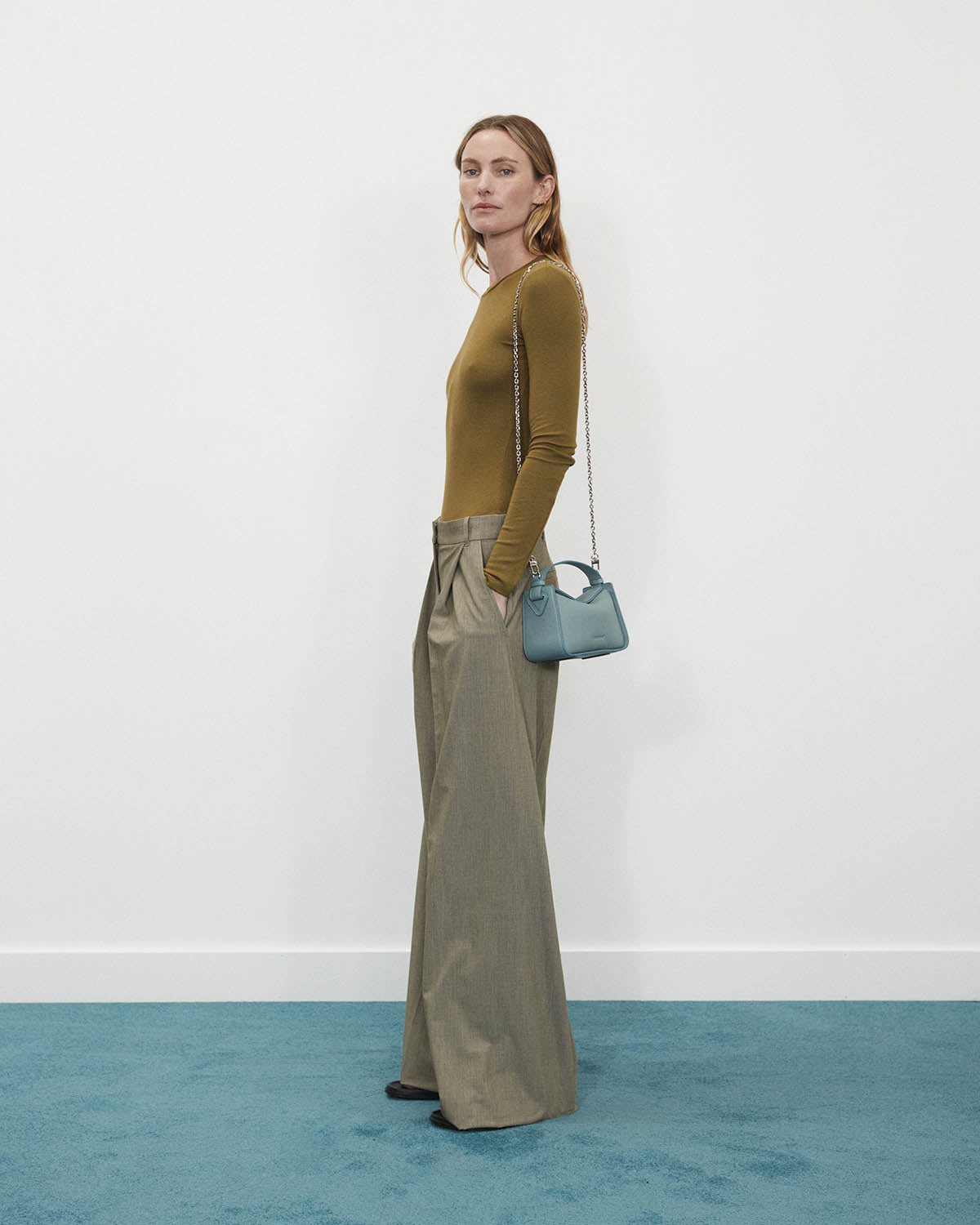 Mini Clementine Bag in Baby Blue Pebbled Leather - Stylish Crossbody Purse for Women, Perfect for Daily Use, Travel & Shopping