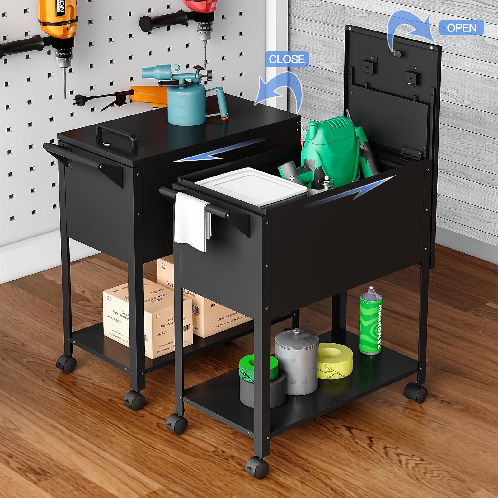 Yizosh Mobile File Storage Cart with Wheels - Lockable Metal Rolling File Cabinet Organizer for Legal & A4 Documents - Perfect for Office, Home, or School Use (Black)