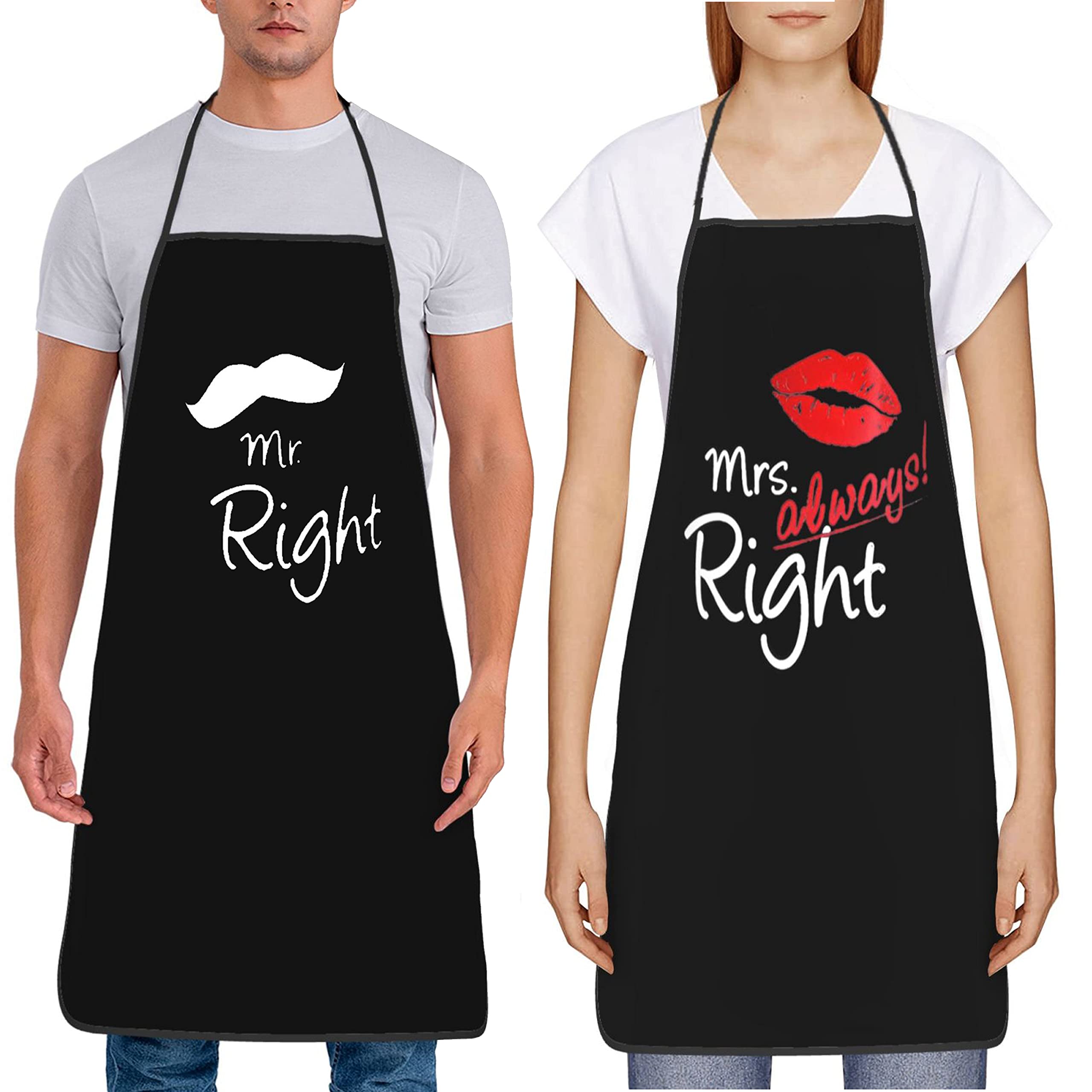 Mr and Mrs Aprons Set - Wedding Gifts for Couples, Engagement & Anniversary Presents, Bridal Shower & Christmas Gift Ideas - Perfect for Cooking Together as Newlyweds