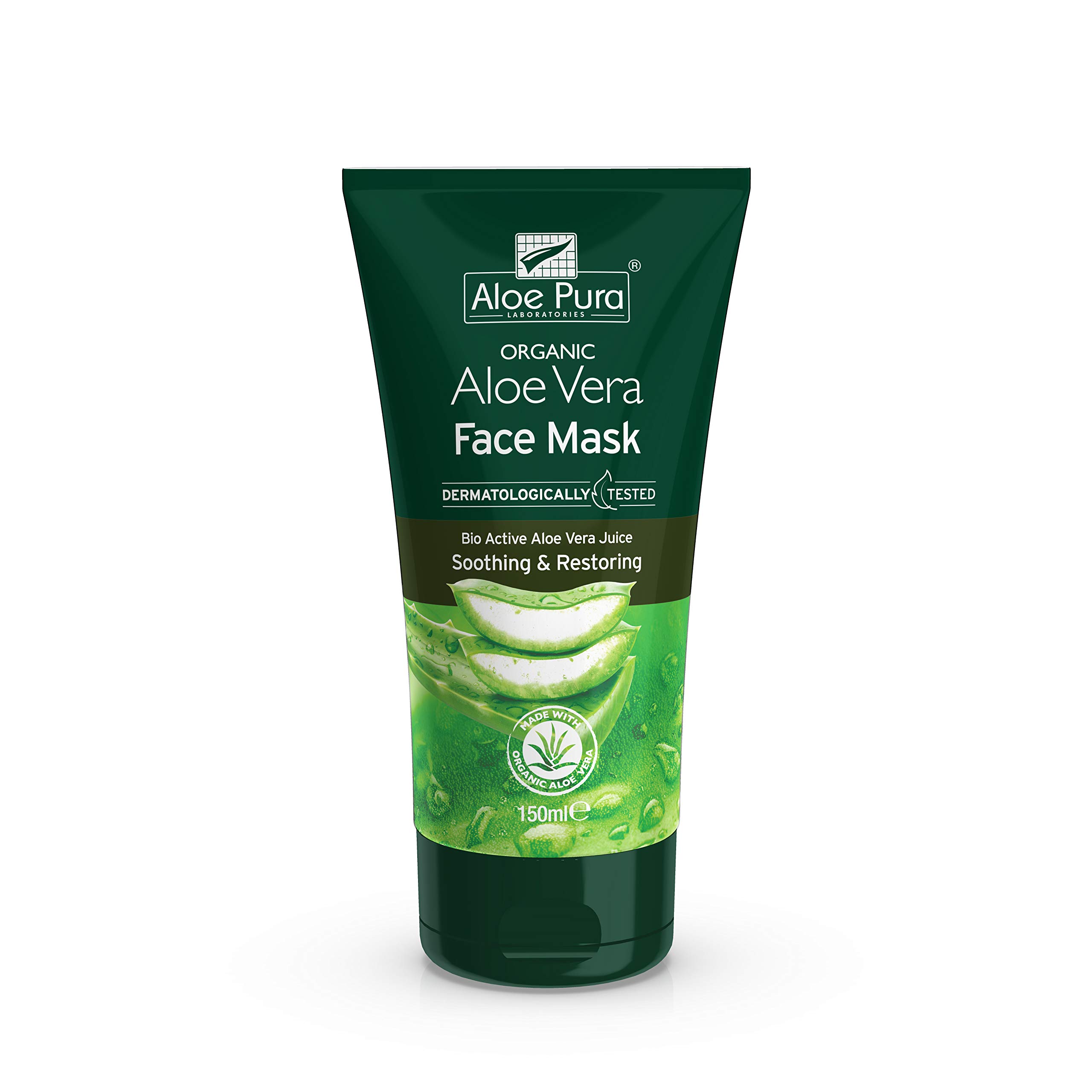 Organic Aloe Vera Face Mask by Aloe Pura - Natural, Vegan, Cruelty-Free, Paraben & SLS Free, Dermatologist Tested, Soothing Hydration for Dry & Sensitive Skin - 5.07 fl oz (150ml) - Perfect for Daily Skincare Routine & Post-Sun Care