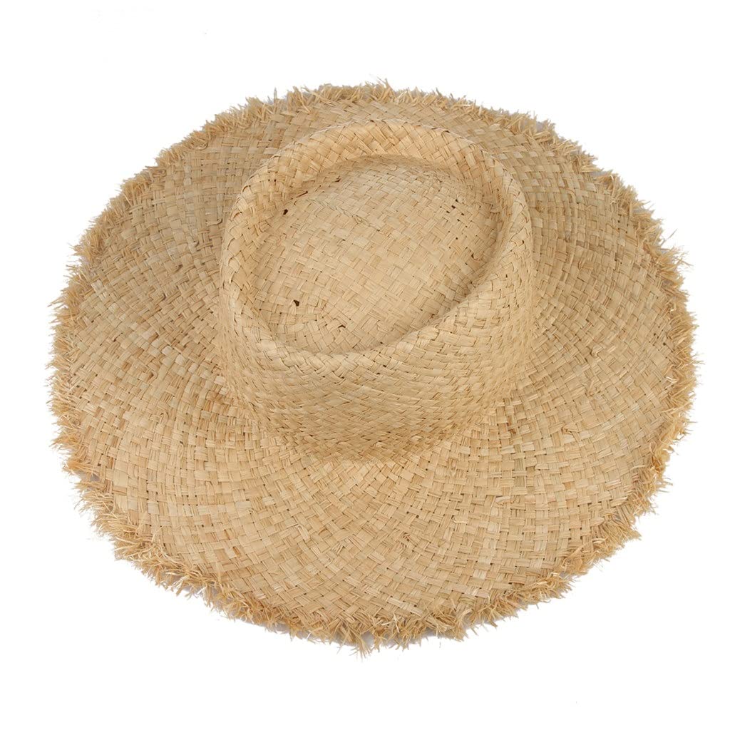 Women's Handmade Raffia Straw Sun Visor Hat - Wide Brim Panama Beach Hat for Spring & Summer - One Size (Color A) - Perfect for Beach Vacations, Pool Parties & Outdoor Activities