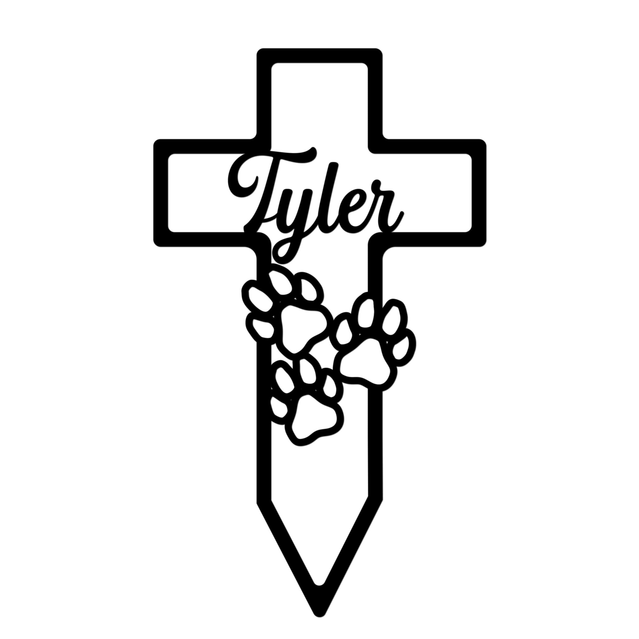 Custom 1-Piece Dog Memorial Grave Marker Stake - Personalized Pet Loss Remembrance Cross Plaque with Metal Stake | Memorial Garden Decor for Beloved Dogs