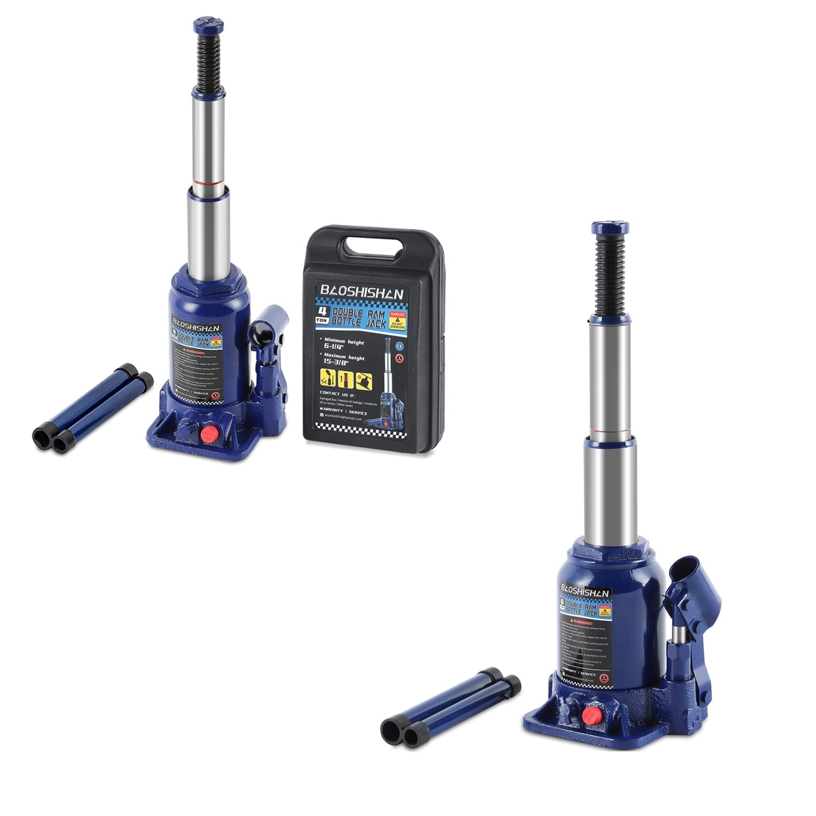 BAOSHISHAN 4 Ton & 6 Ton Heavy Duty Bottle Jack Set with Carrying Case - Hydraulic Car Jack for Auto Repair, Vehicle Lifting, Tire Change, and Emergency Roadside Assistance