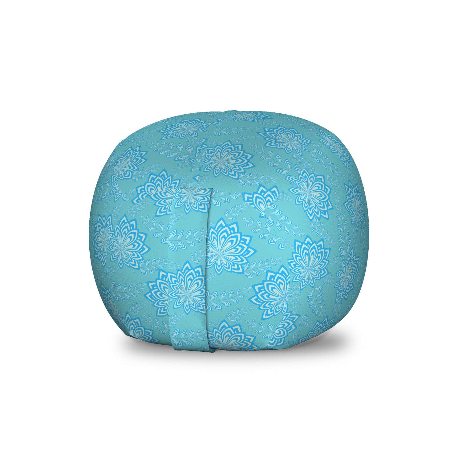 Ambesonne Floral Toy Storage Bag Chair - Pointy Petals Flowers Leaves Design in Vivid Aquatic Colors, Washable Stuffed Animal Organizer for Kids Room, Small Size Sky Blue Seafoam - Perfect for Nursery, Playroom & Bedroom Organization