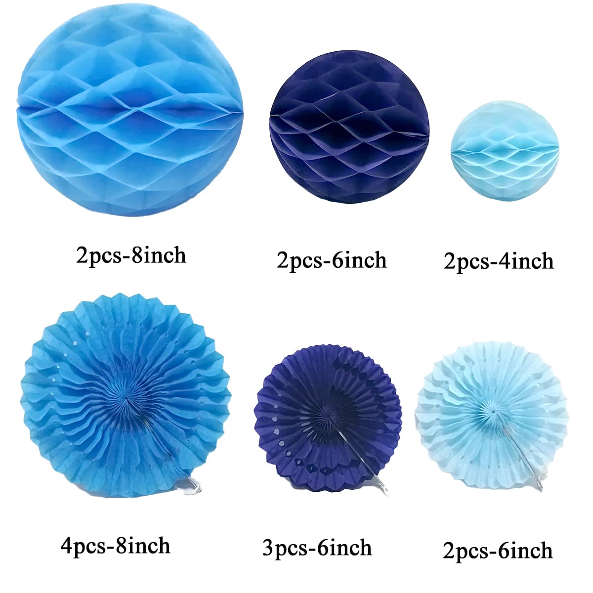 15-Piece Honeycomb Tissue Paper Pom Poms & Decorative Hanging Fans - 4