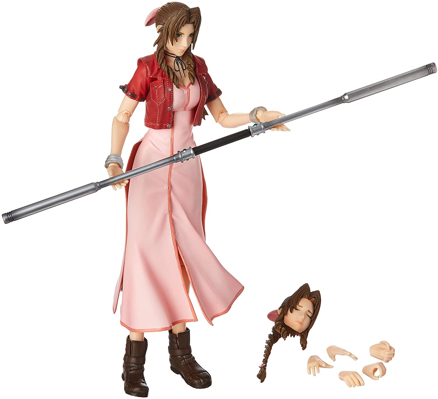 Crisis Core: Final Fantasy VII Aerith Gainsborough Play Arts Kai Action Figure - Collectible FF7 Remake Character Model for Display & Gaming Enthusiasts