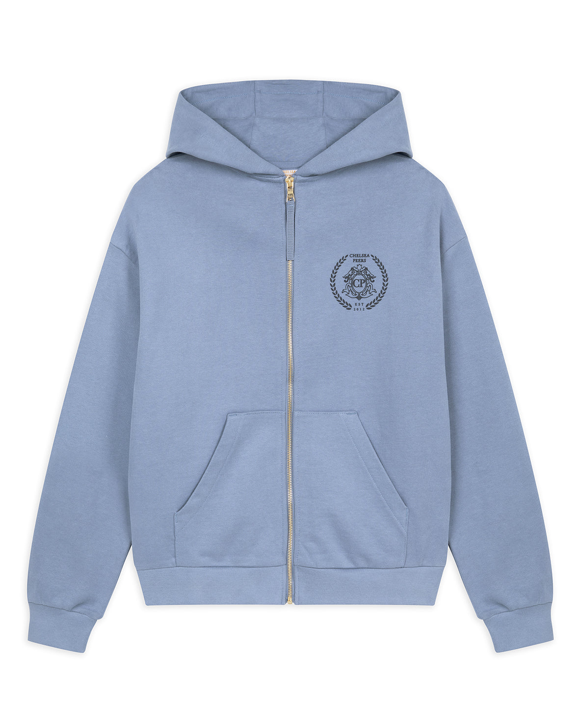 Premium Organic Cotton Zip Up Hoodie with Printed Logo - Petrol Blue | Eco-Friendly & Comfortable for Casual Wear, Gym, and Outdoor Activities