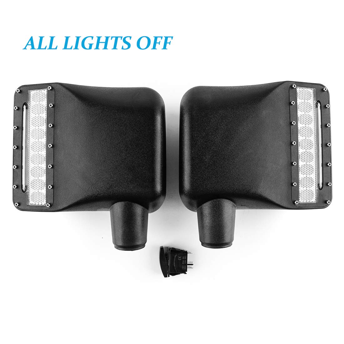 Jeep Wrangler JK JKU 2007-2018 Side Mirror Lights with White LED Spot & Amber Turn Signal - Durable Rear View Mirror Housing (1 Pair) - Perfect for Night Driving & Off-Road Adventures