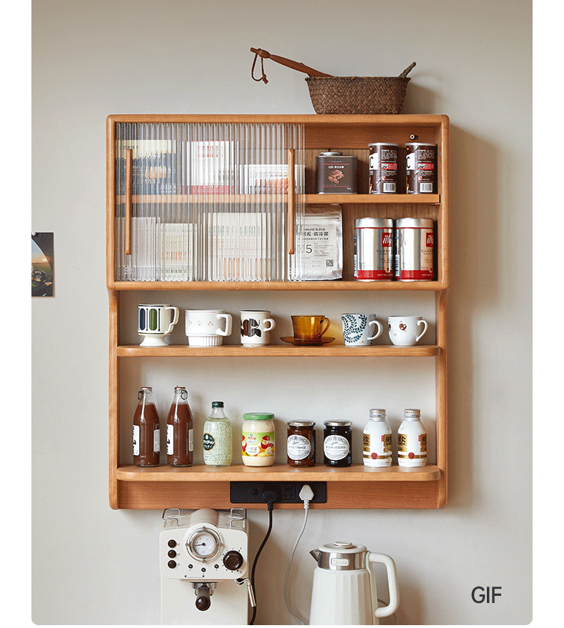 Solid Cherry Wood Wall Storage Cabinet - Rustic Home Organizer for Bathroom, Kitchen, or Bedroom | Space-Saving Shelf with Adjustable Shelves