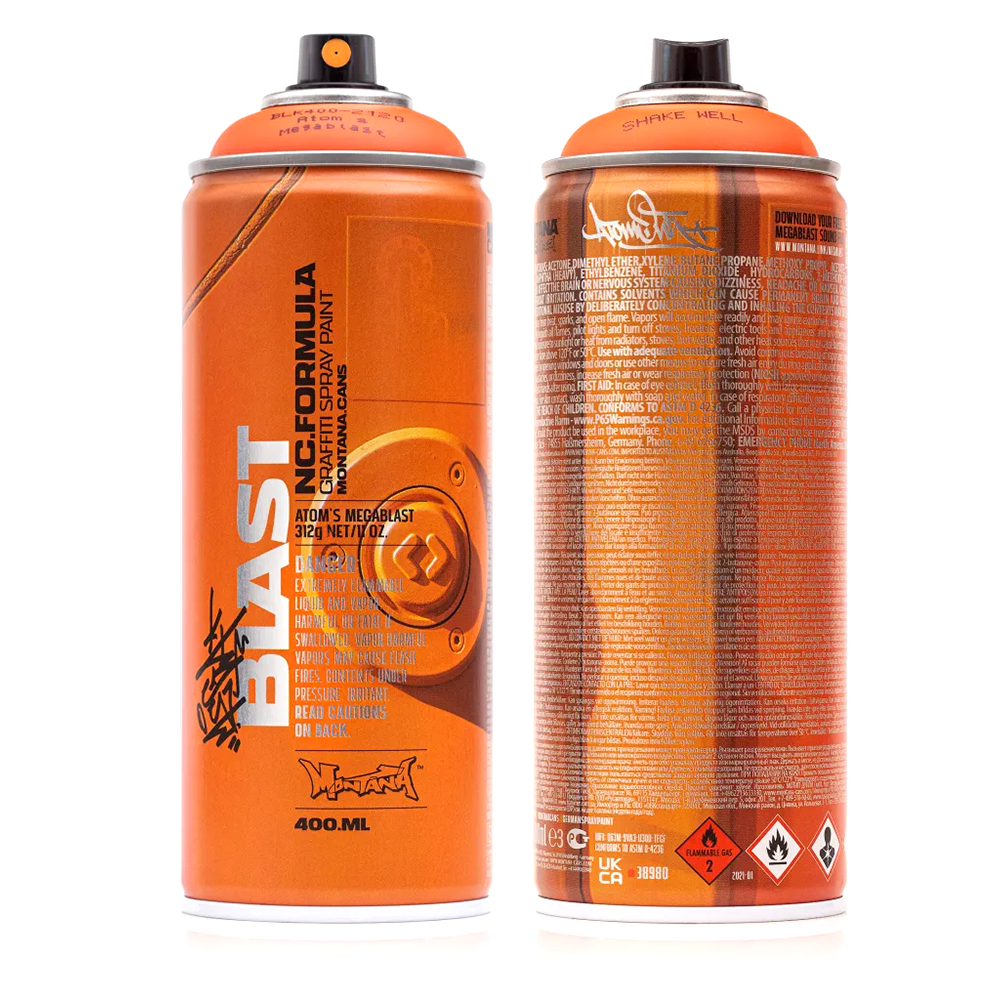 Montana Black Artist Edition Spray Paint - Atom's Megablast Collectors Cans for Graffiti, Street Art & DIY Projects | Premium Quality, Vibrant Colors, Smooth Finish