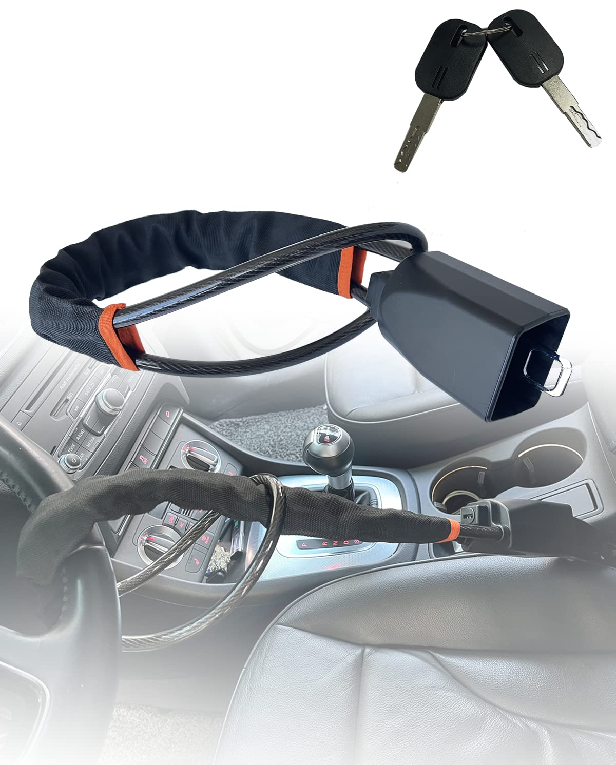 Universal Car Steering Wheel Lock Anti-Theft Device for SUV, Golf Cart - Black