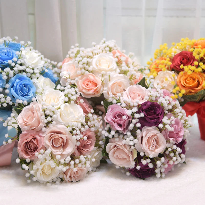 Elegant Silk Peony Rose Wedding Bouquet for Bridesmaids, Bridal Party – Perfect for Weddings, Bridal Showers & Photo Props