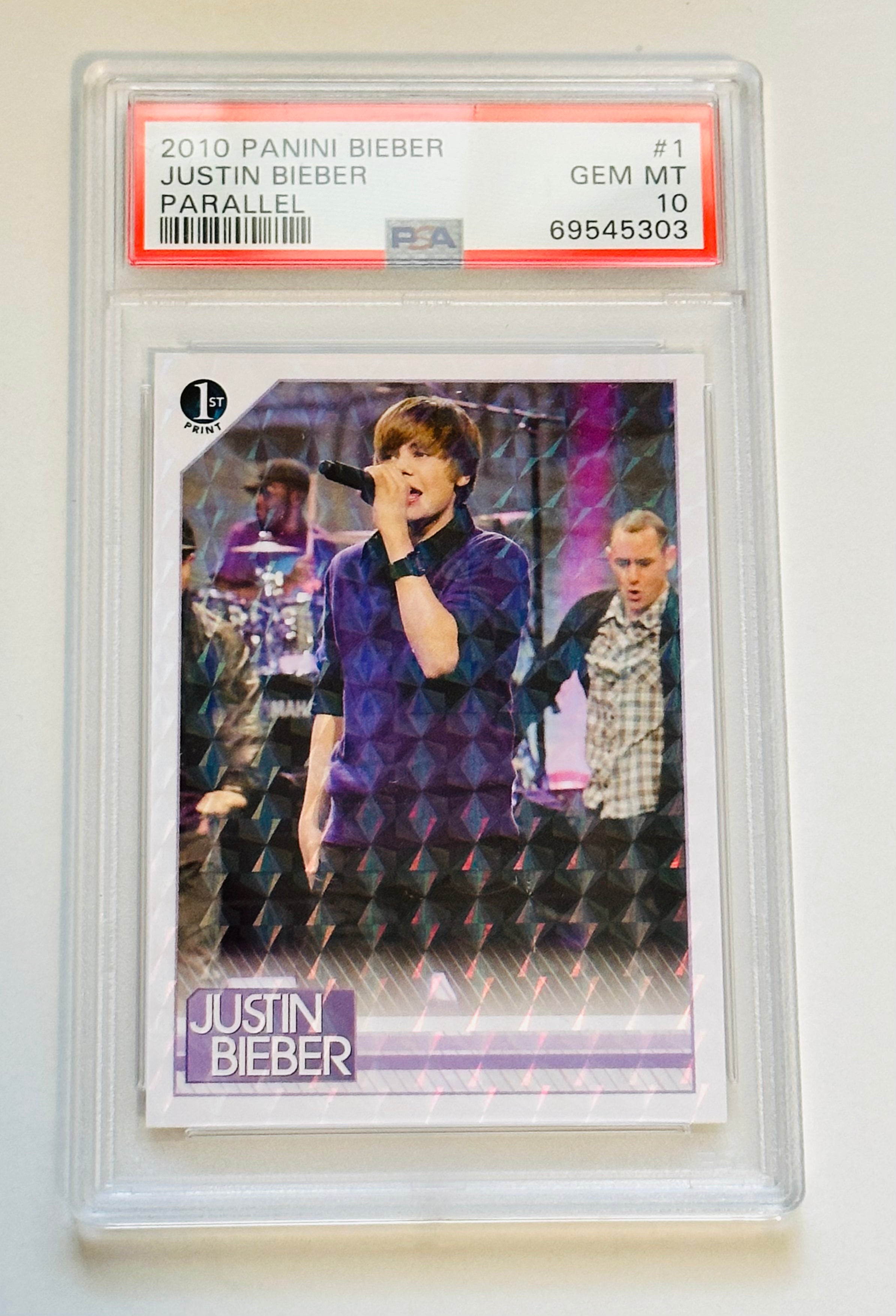 Justin Bieber #1 Parallel Card PSA 10 Gem Mint - 2010 Rare Collectible Trading Card for Sports Memorabilia Fans & Pop Culture Collectors - Perfect for Display, Investment, or Gifting
