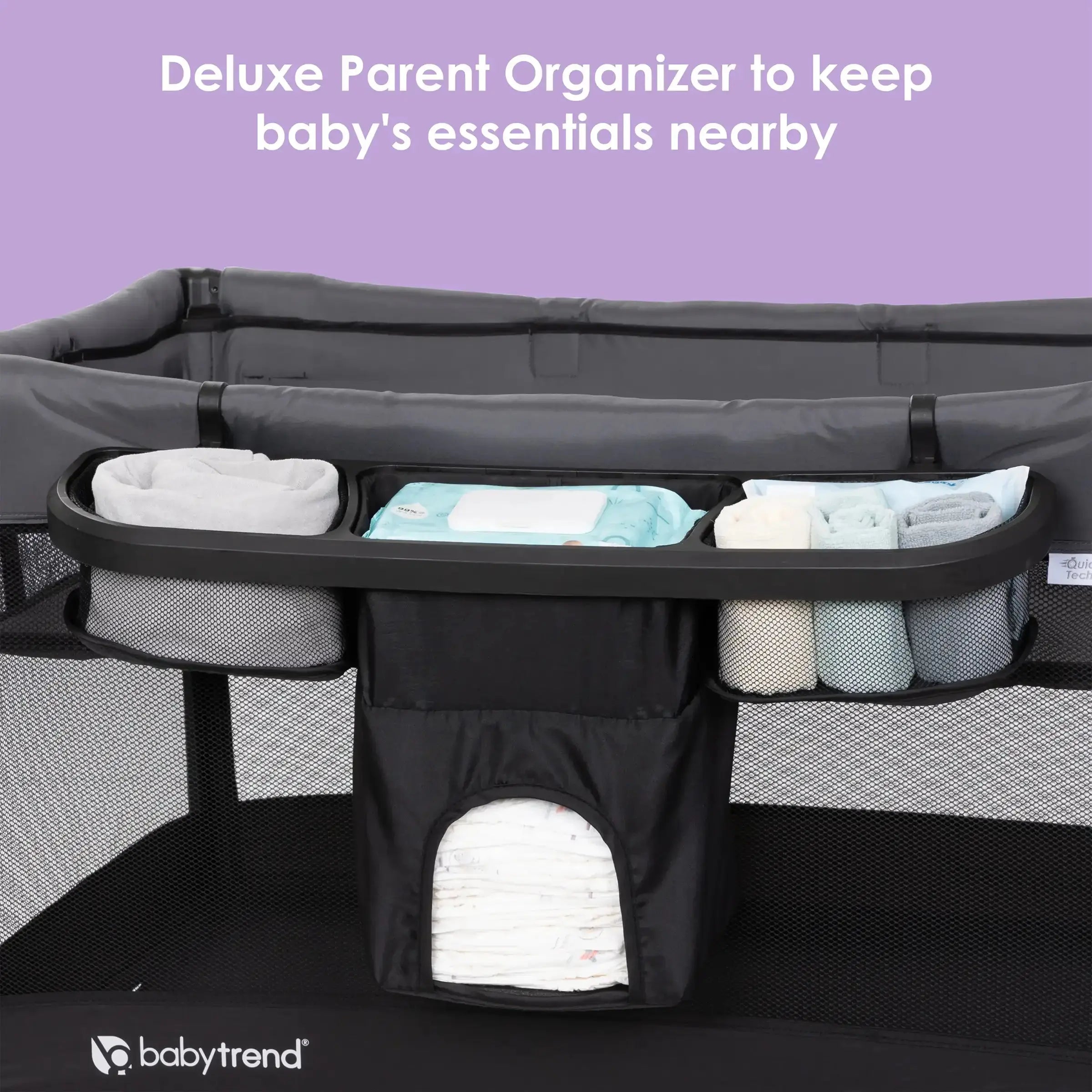 Comet Stellar 3-in-1 Quick Fold Playard - Portable Baby Crib, Bassinet & Changing Station | Dash Black (Kohl's Exclusive) | Perfect for Travel, Nursery & On-the-Go Parents