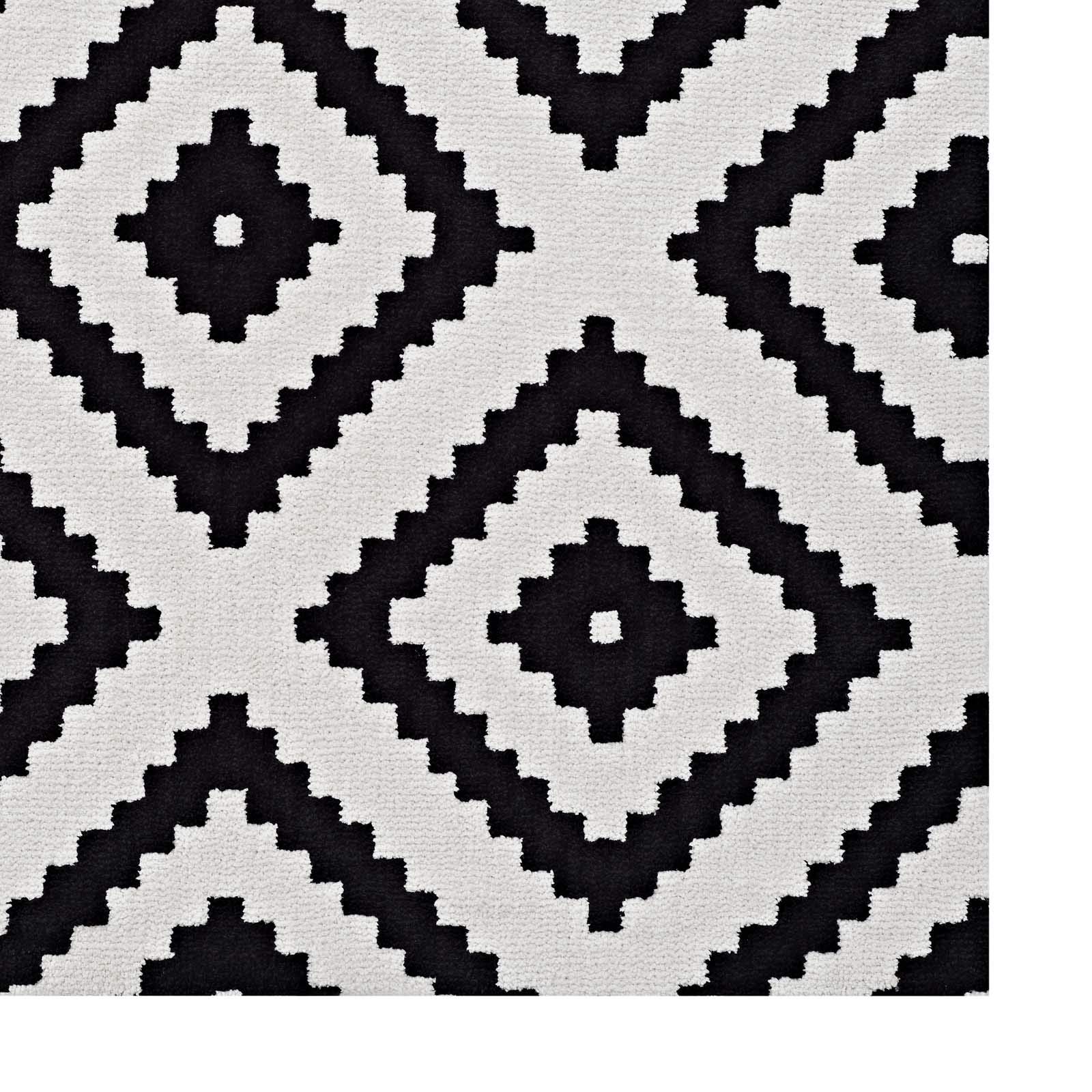 Modern Contemporary Urban Living Room Area Rug - Soft Fabric Carpet Runner in Multi White & Black - Perfect for Lounge, Bedroom, and Hallway Decor