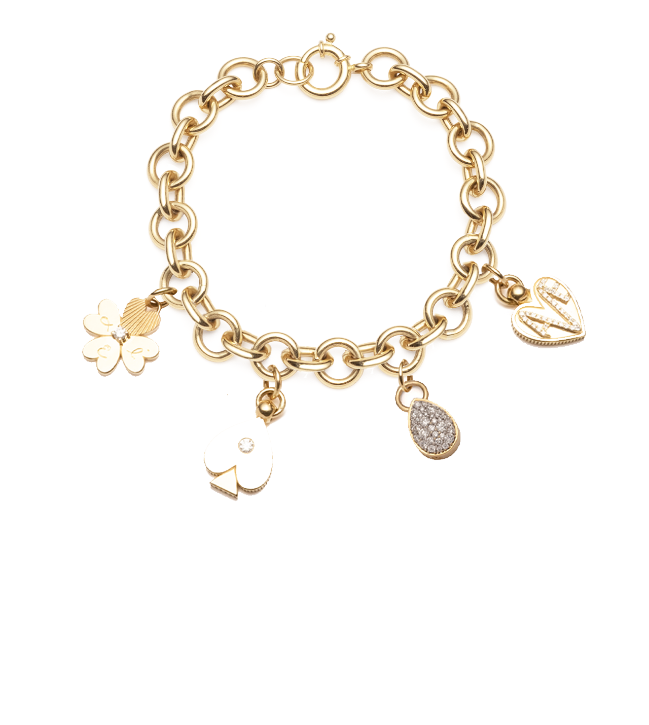 Stylish Four Suits Four Elements Midsize Mixed Link Bracelet for Women - Perfect for Office Wear, Date Nights & Special Occasions