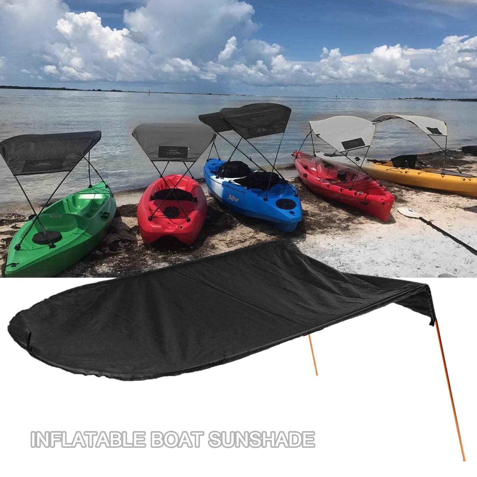 Kayak Sun Shade Canopy with Storage Bag - UV Protection Cover for Kayak, Canoe & Inflatable Boats - Portable Sun Shelter for Fishing, Camping & Outdoor Water Activities